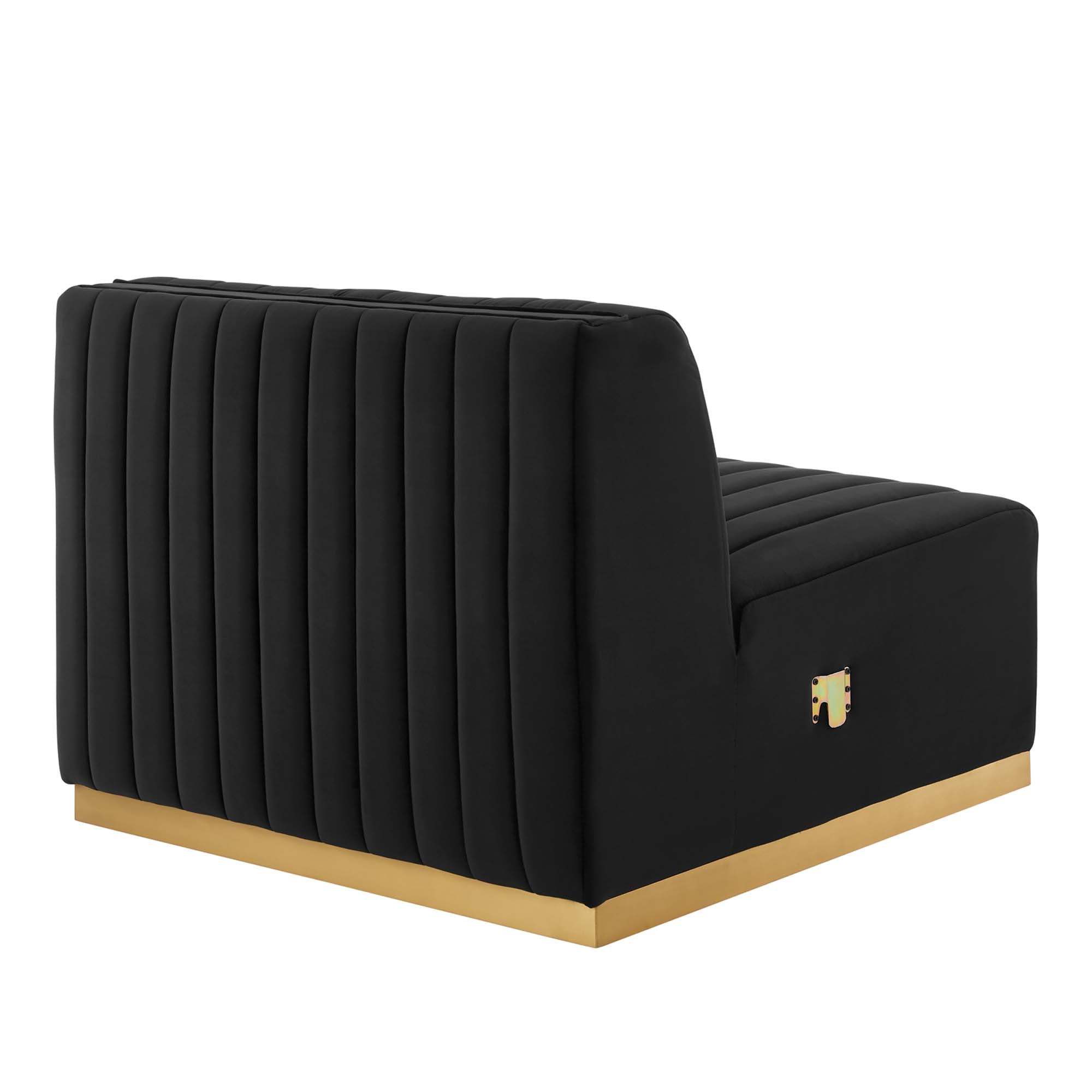 Conjure Channel Tufted Performance Velvet Armless Chair, Gold Black