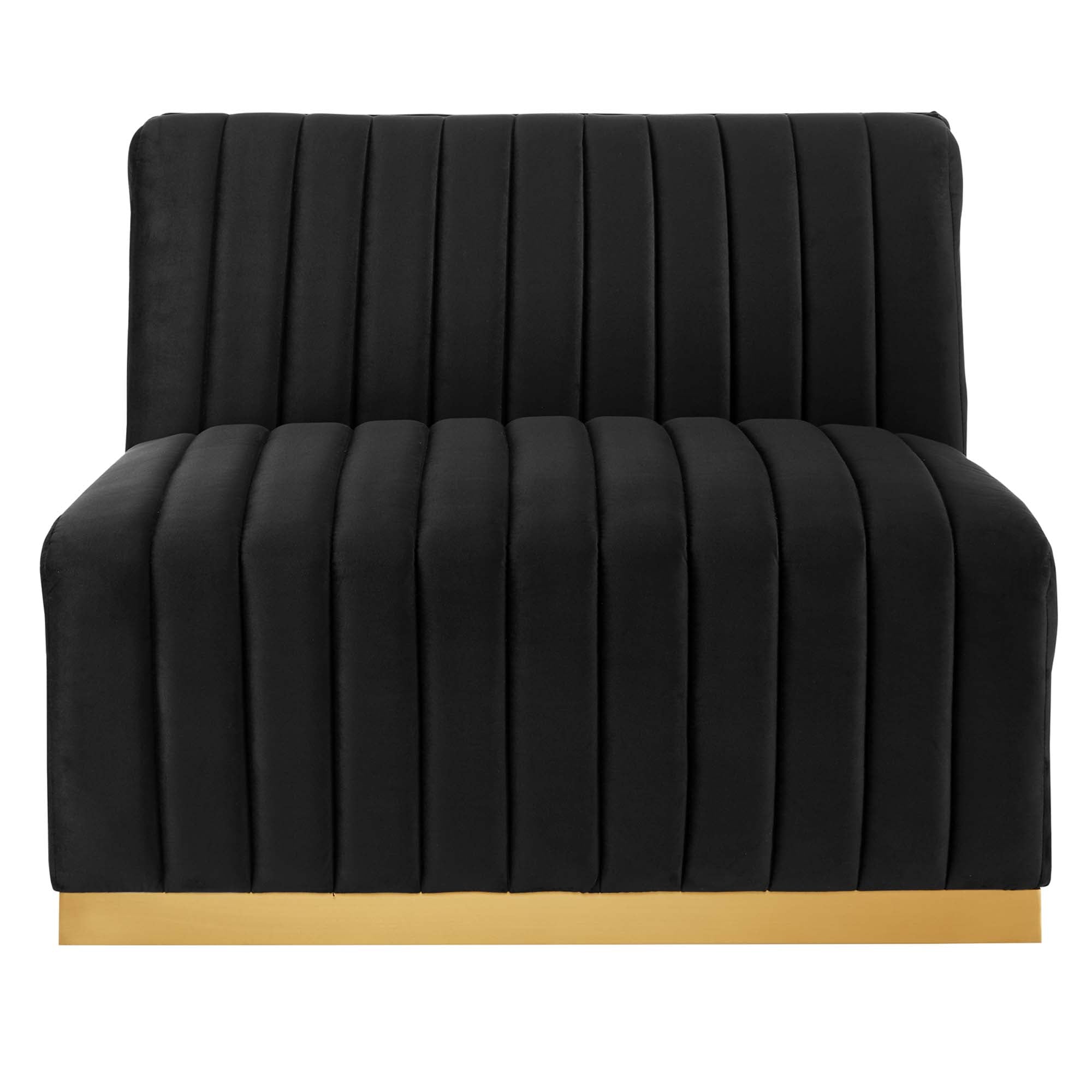 Conjure Channel Tufted Performance Velvet Armless Chair, Gold Black
