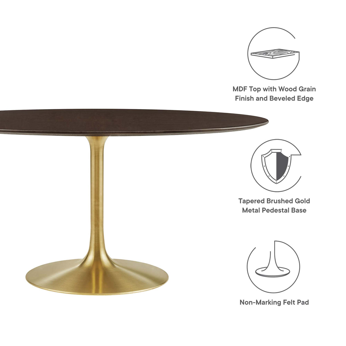 Lippa 60" Oval Wood Dining Table, Gold Cherry Walnut