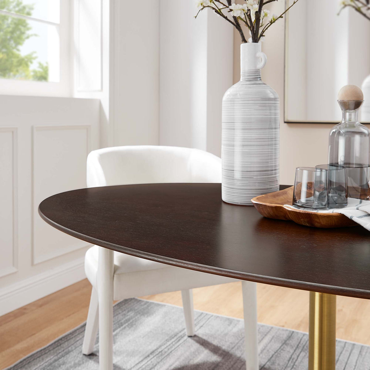 Lippa 60" Oval Wood Dining Table, Gold Cherry Walnut