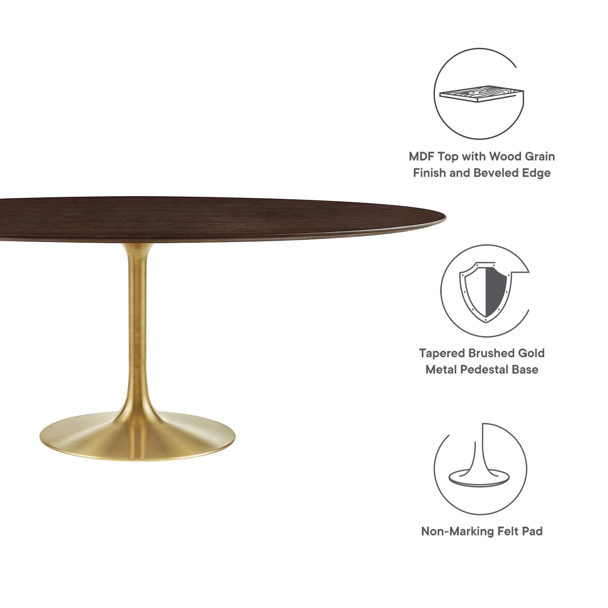 Lippa 78" Oval Wood Dining Table, Gold Cherry Walnut
