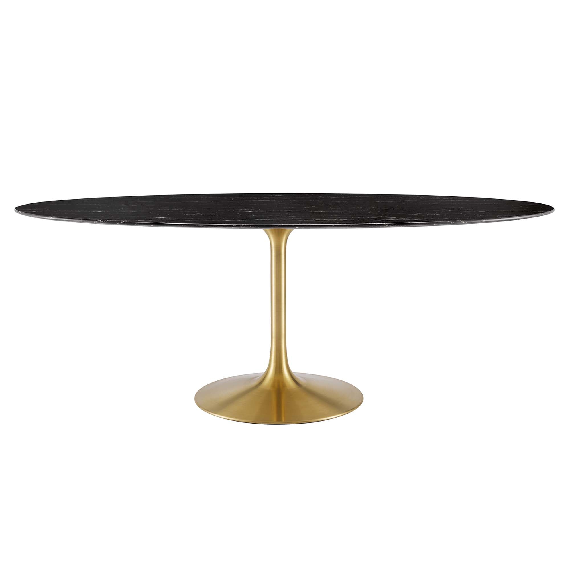 Lippa 78" Oval Faux Marble Dining Table, Gold Black