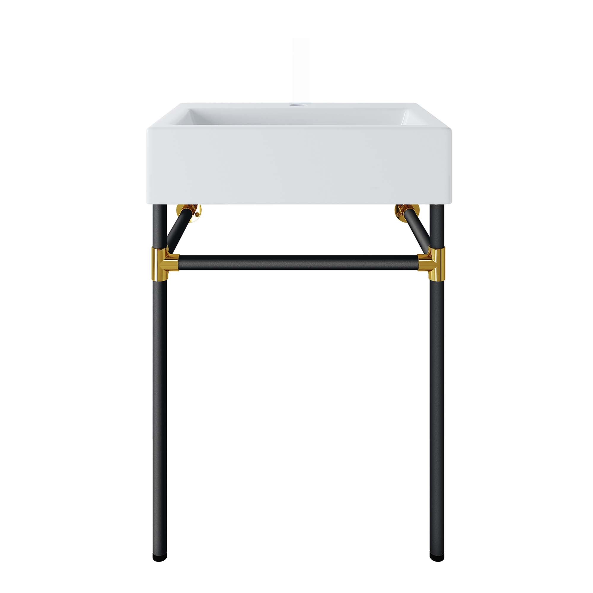 Redeem 24" Wall-Mount Black Stainless Steel Bathroom Vanity, Black White