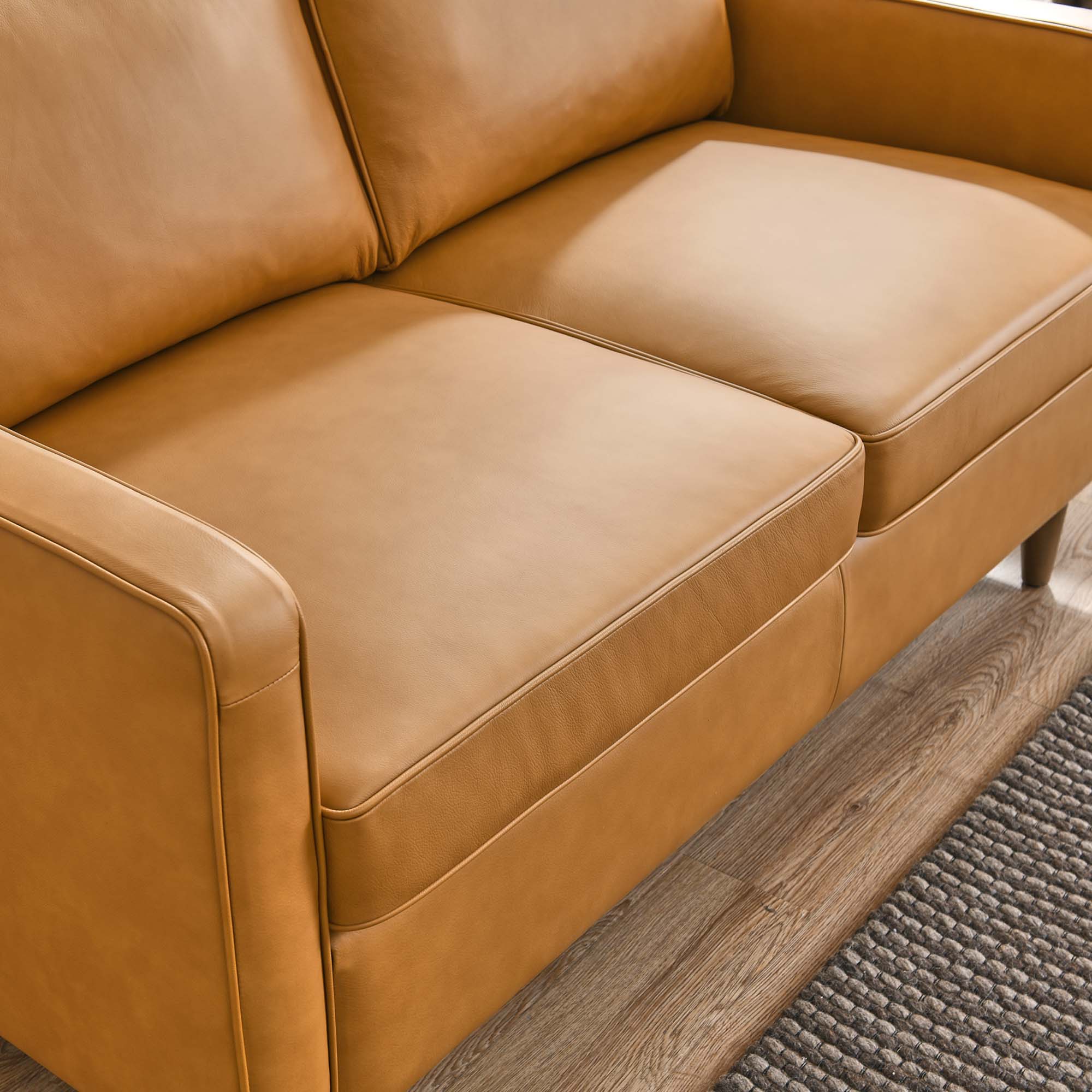 Impart Genuine Leather Loveseat, Tan