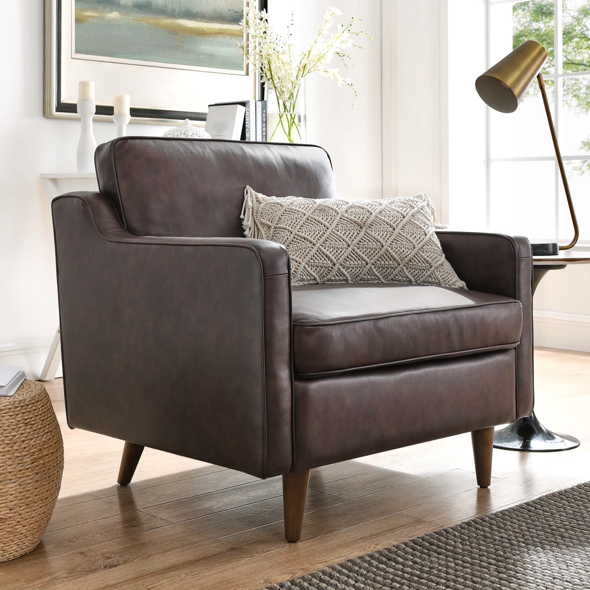 Impart Genuine Leather Armchair, Brown