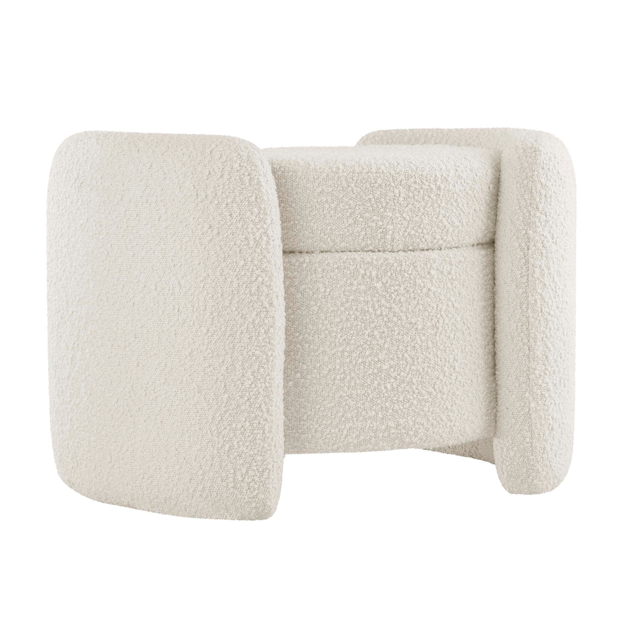 Nebula Boucle Upholstered Ottoman, Ivory