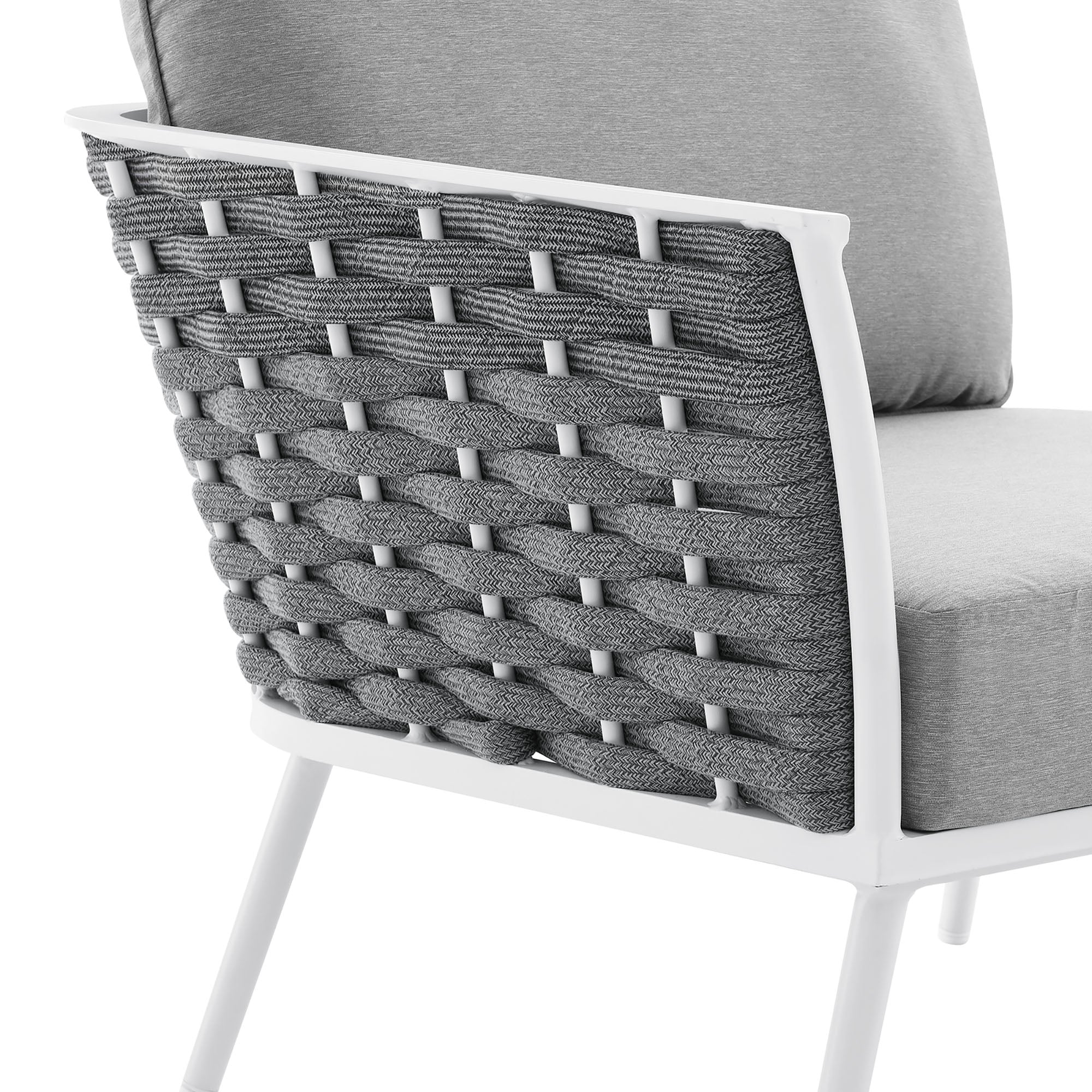 Stance Outdoor Patio Aluminum Left-Facing Armchair, White Gray