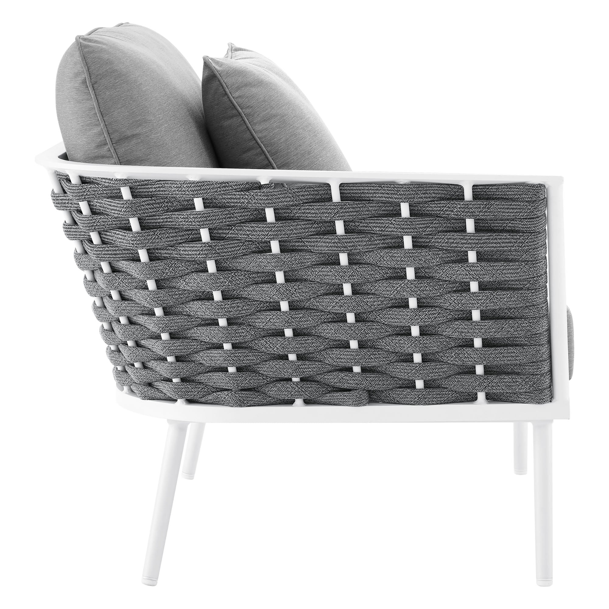 Stance Outdoor Patio Aluminum Left-Facing Armchair, White Gray
