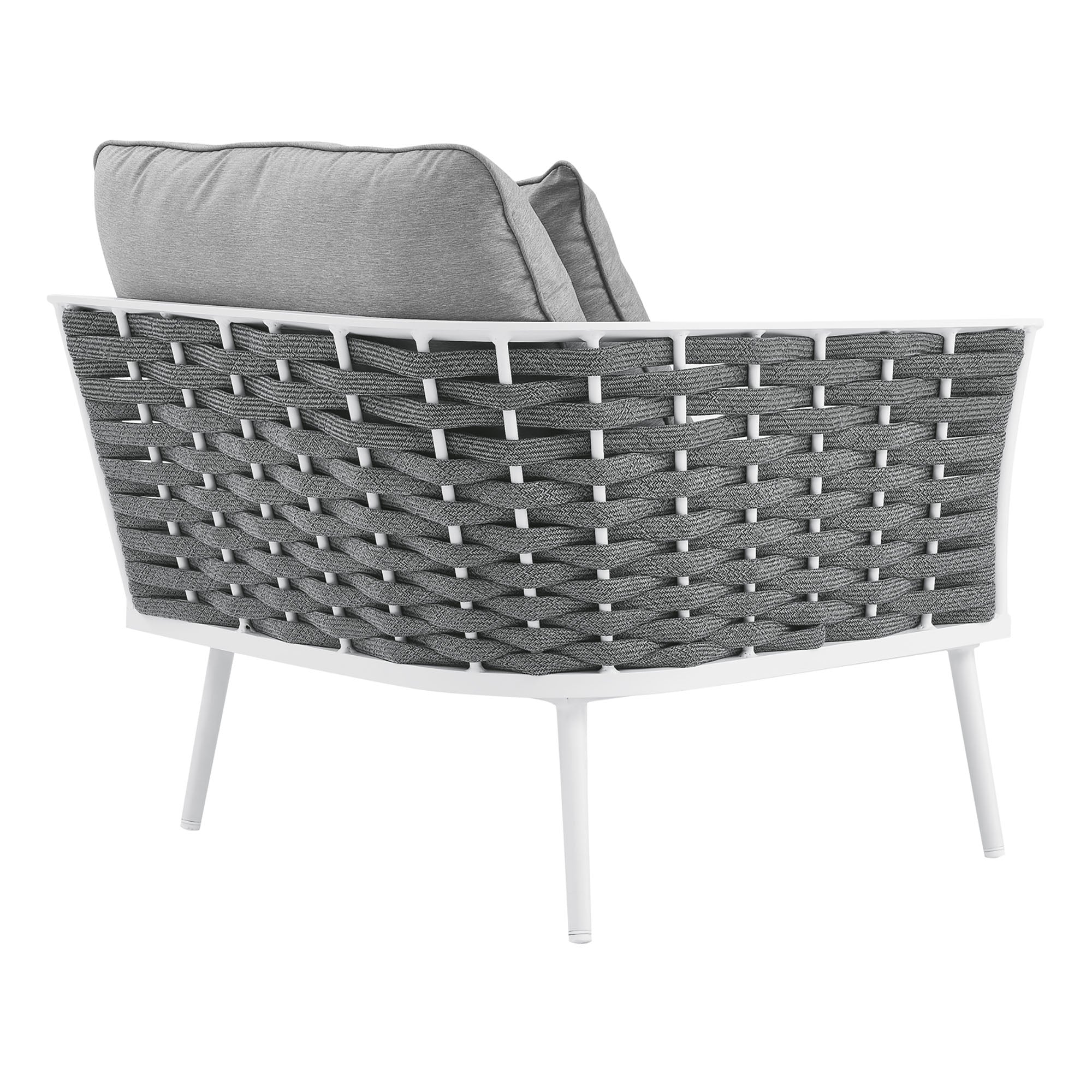 Stance Outdoor Patio Aluminum Left-Facing Armchair, White Gray
