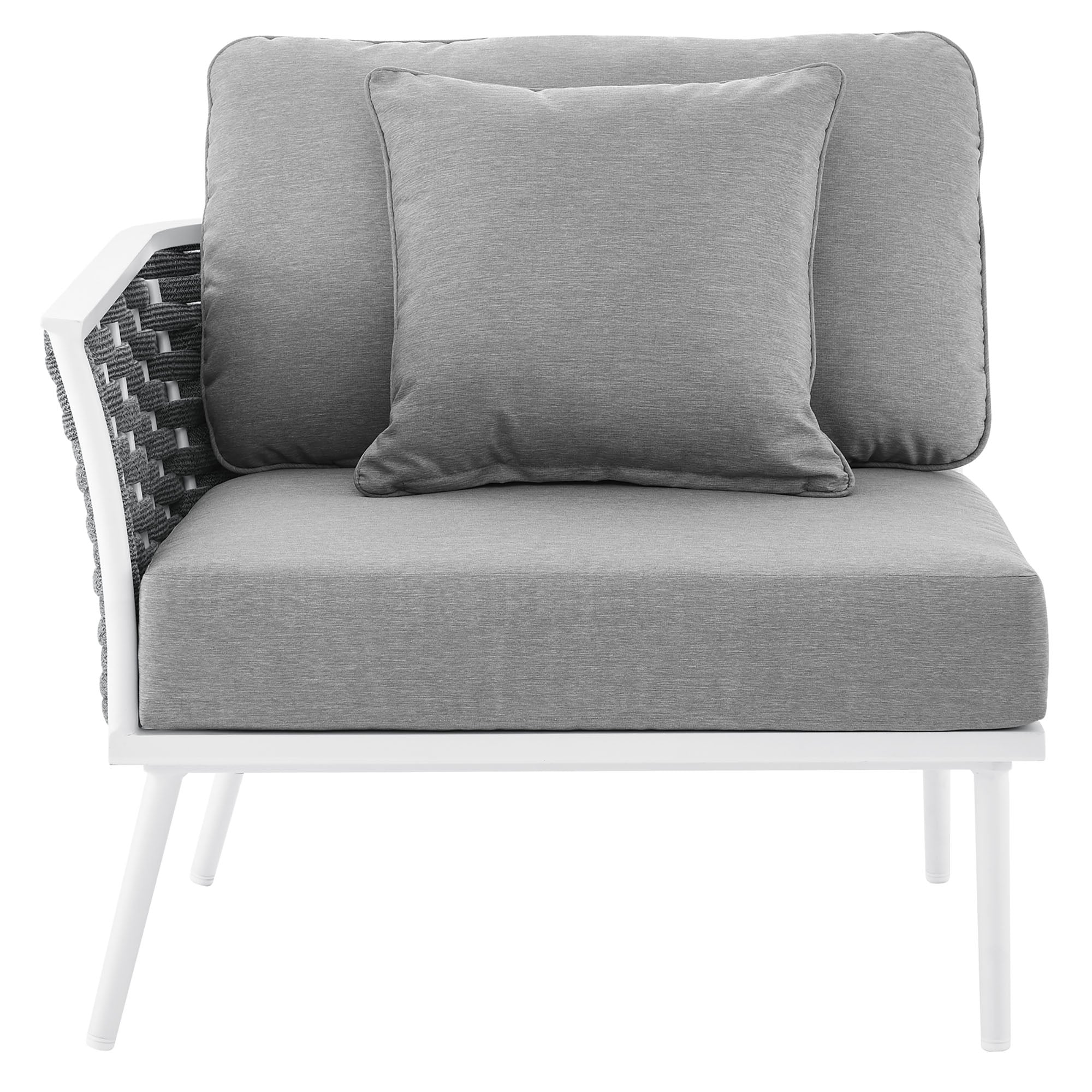Stance Outdoor Patio Aluminum Left-Facing Armchair, White Gray