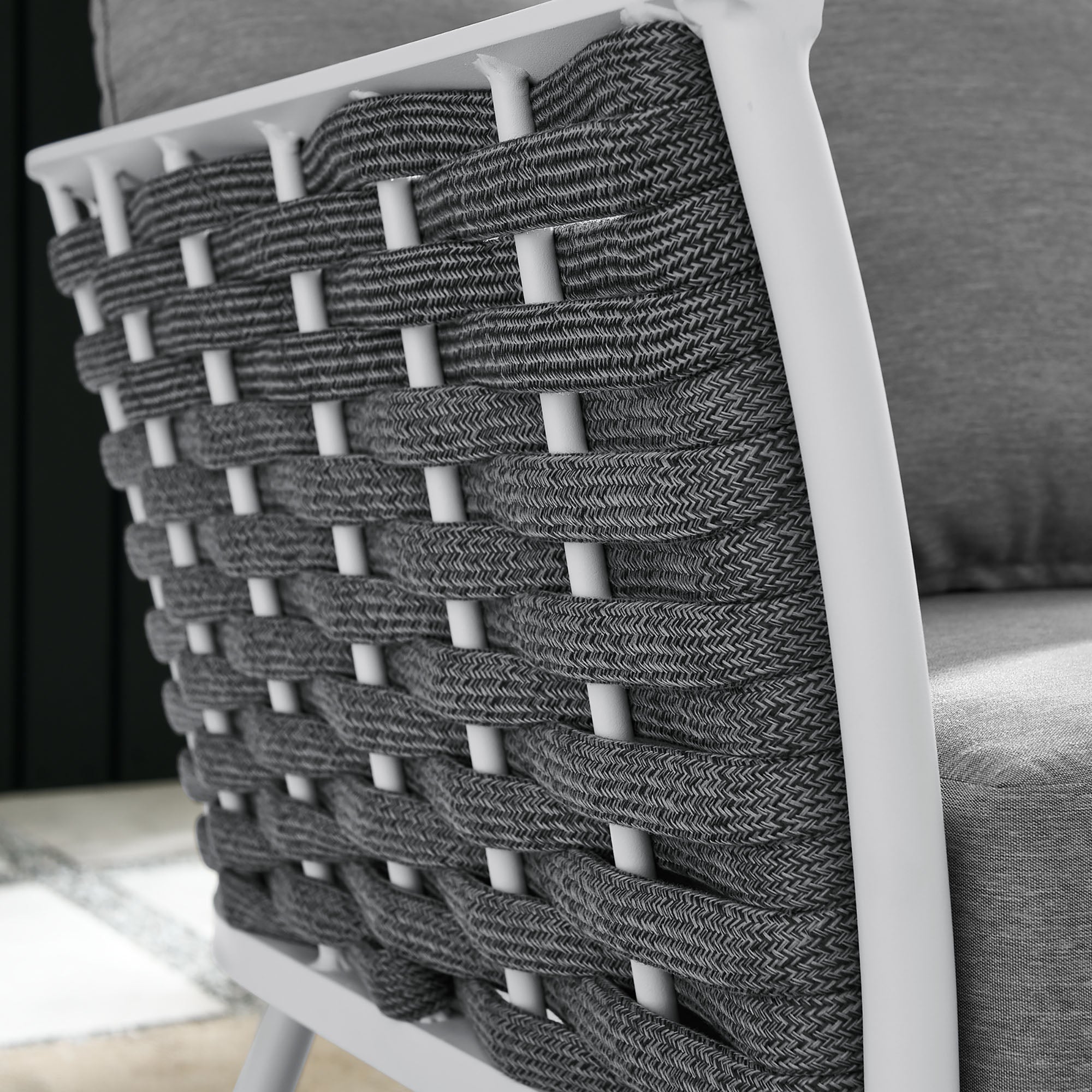 Stance Outdoor Patio Aluminum Left-Facing Armchair, White Gray