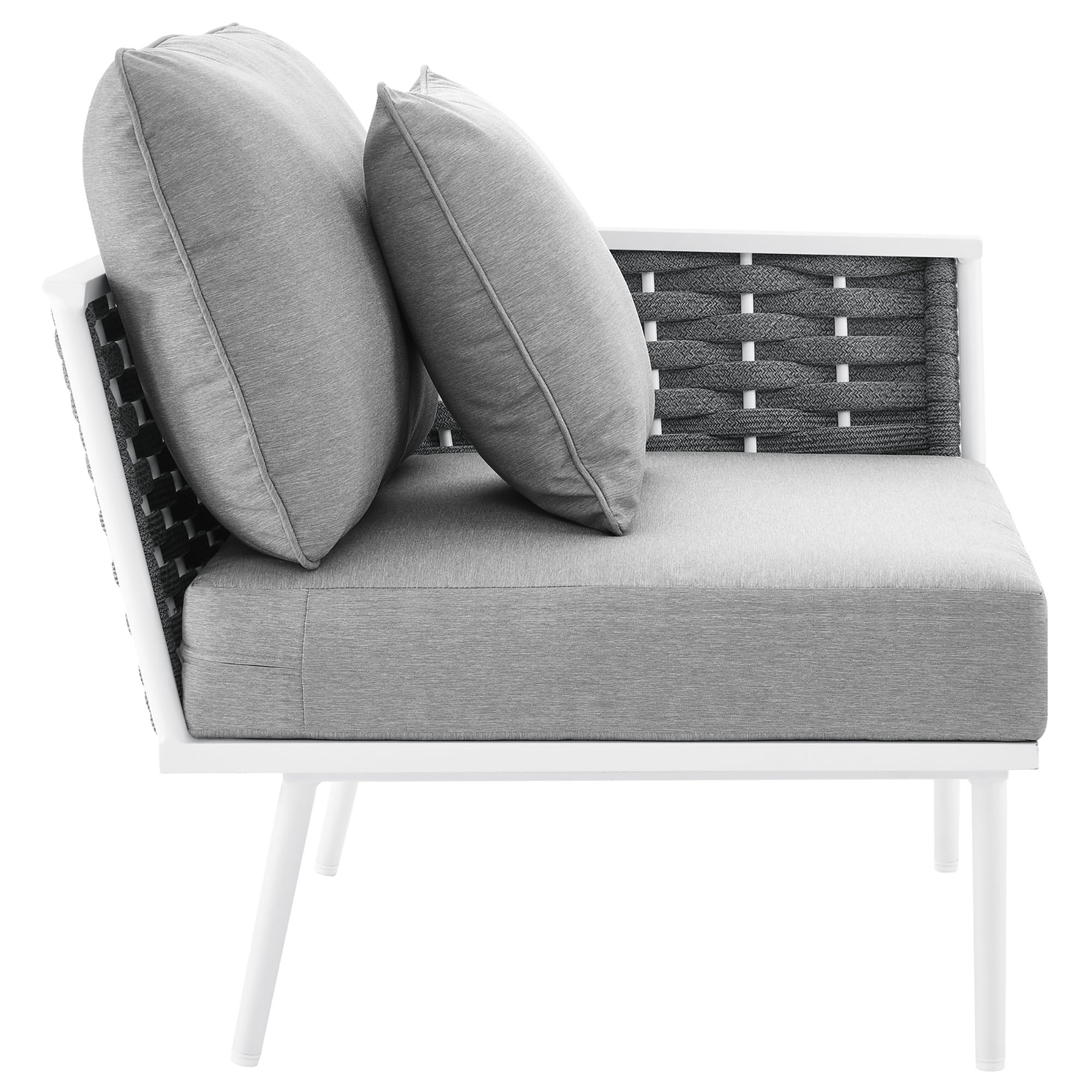 Stance Outdoor Patio Aluminum Right-Facing Armchair, White Gray