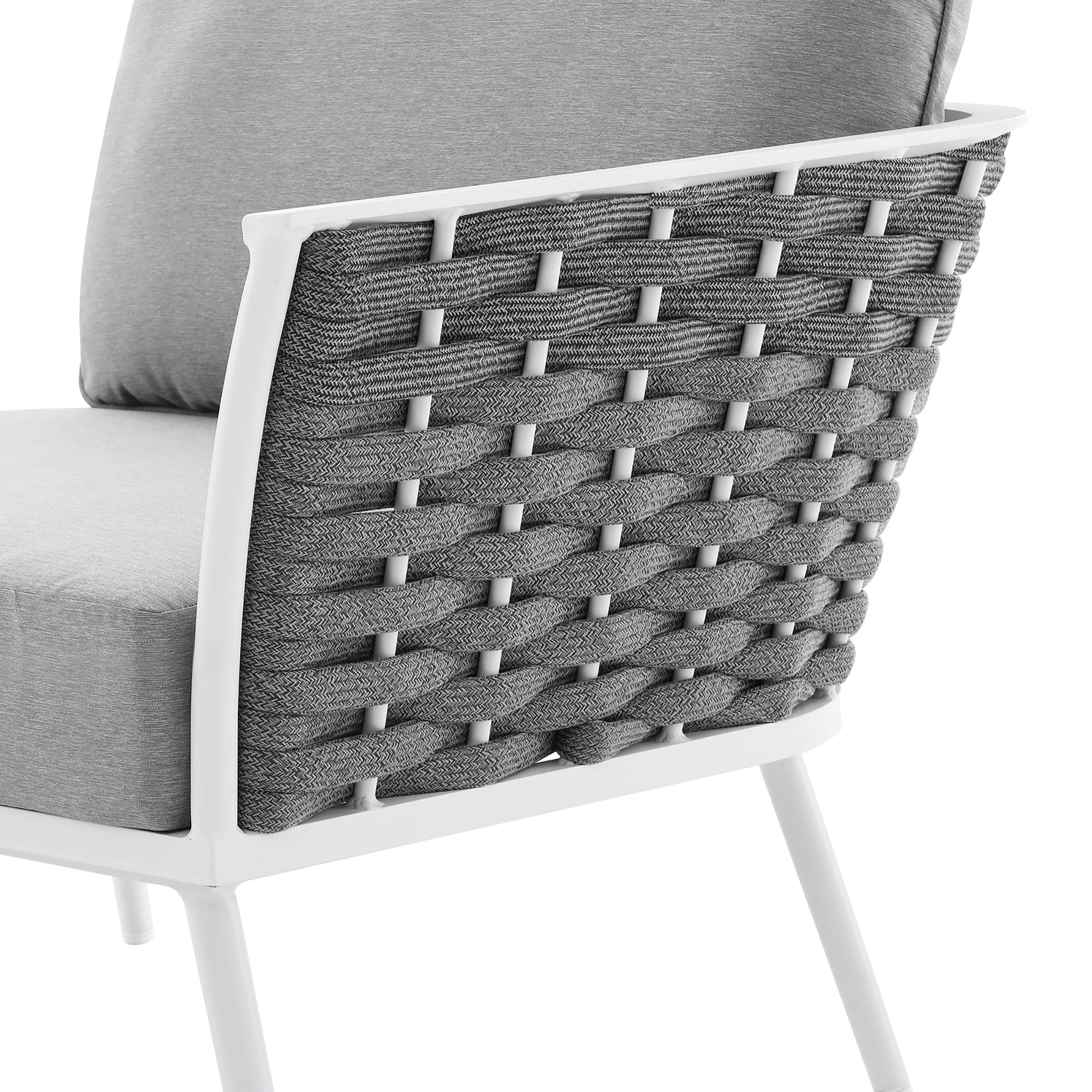 Stance Outdoor Patio Aluminum Right-Facing Armchair, White Gray