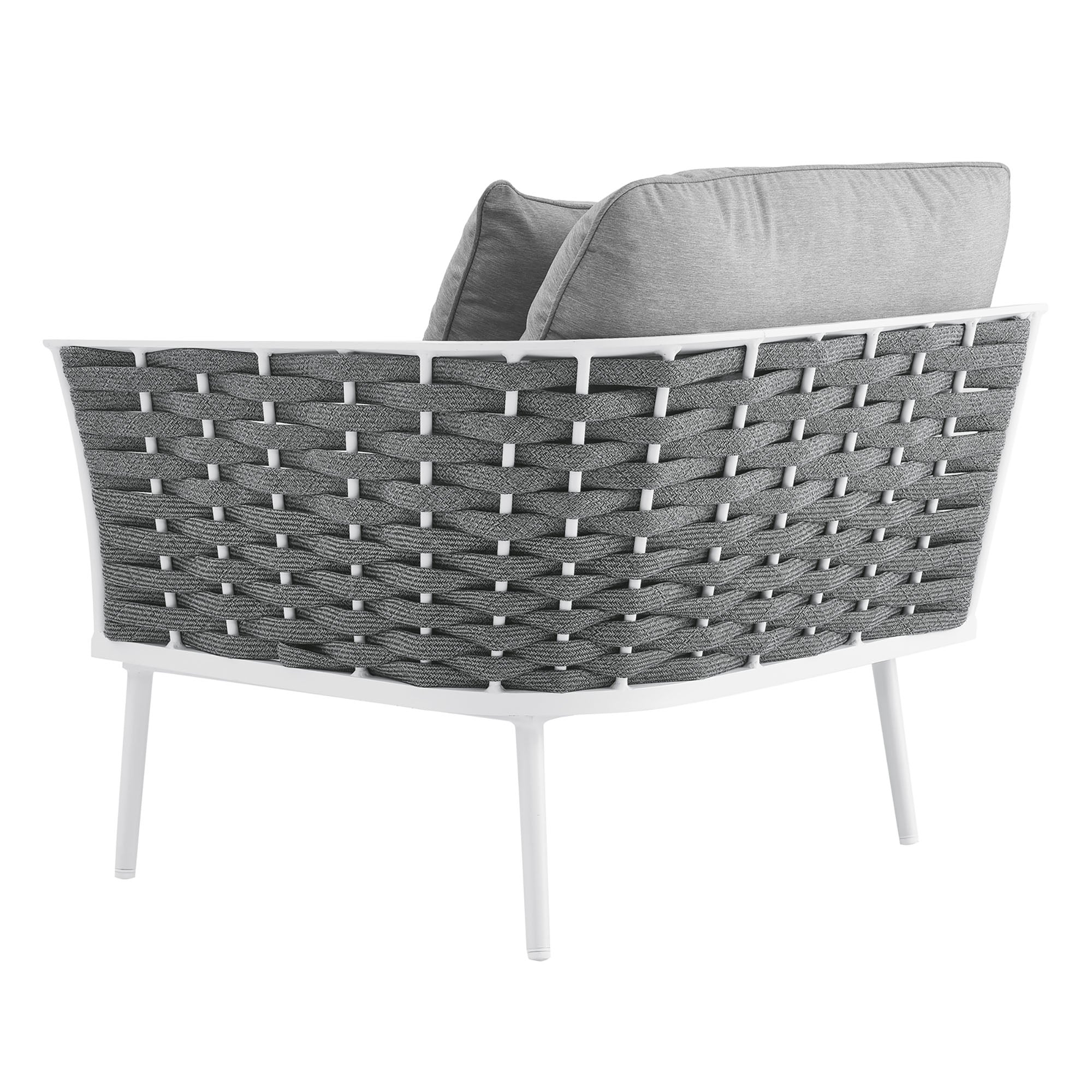 Stance Outdoor Patio Aluminum Right-Facing Armchair, White Gray