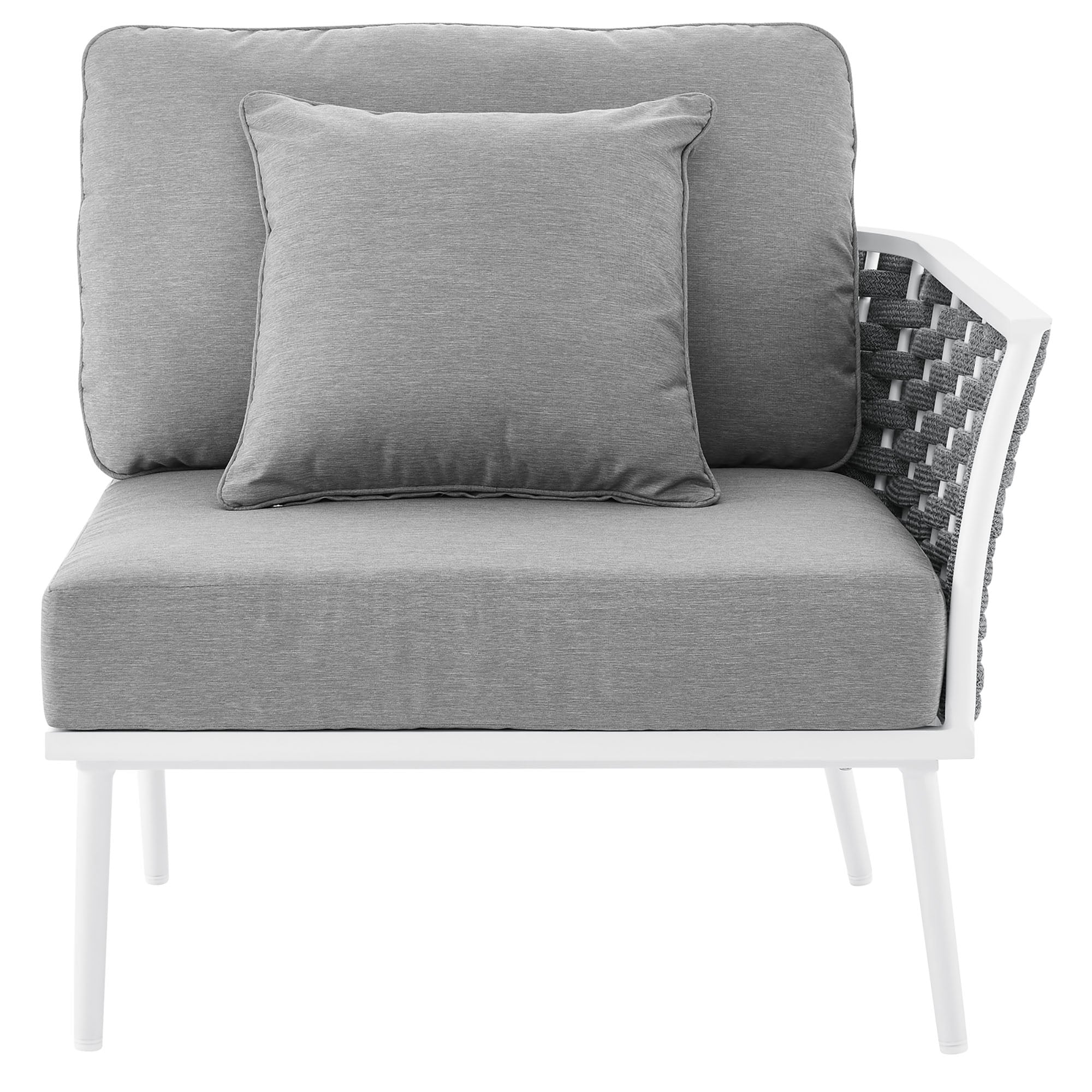 Stance Outdoor Patio Aluminum Right-Facing Armchair, White Gray