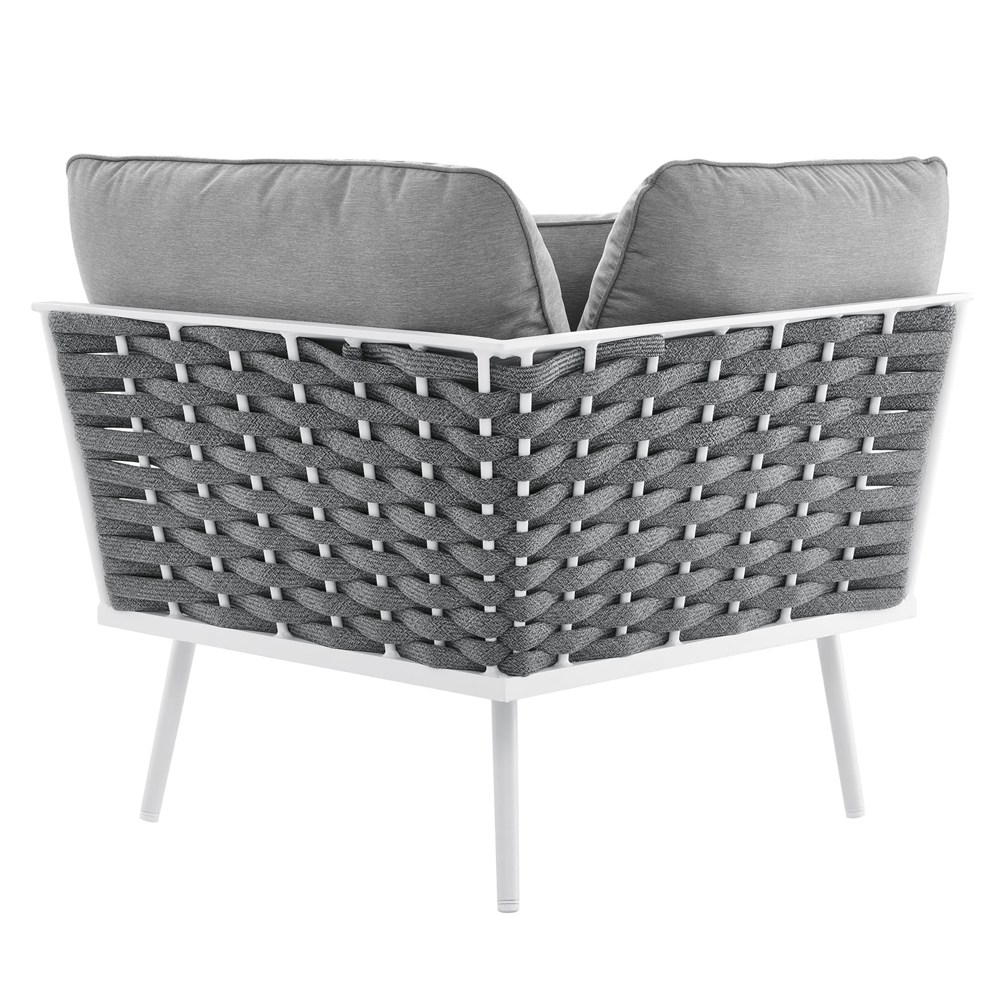Stance Outdoor Patio Aluminum Corner Chair, White Gray