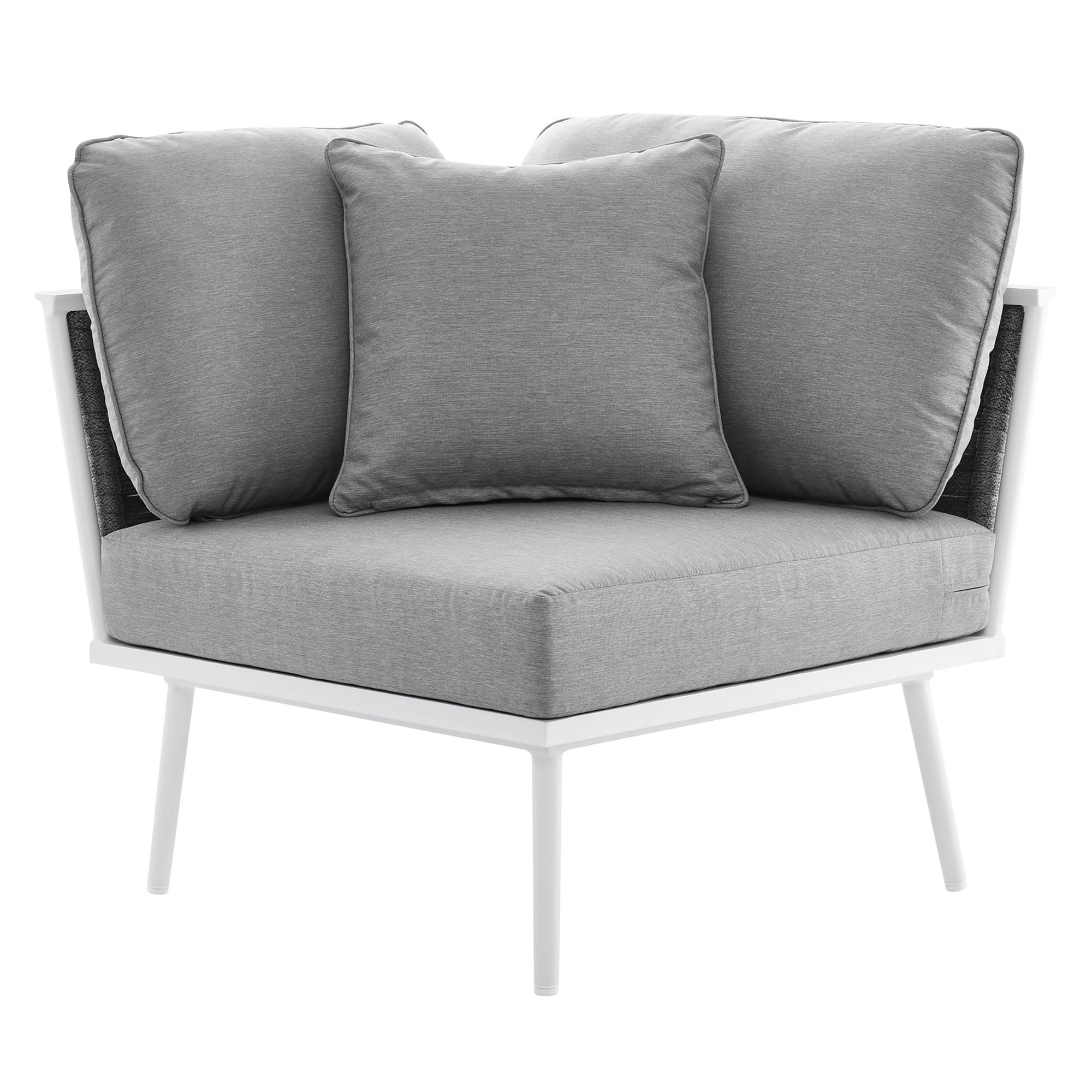 Stance Outdoor Patio Aluminum Corner Chair, White Gray