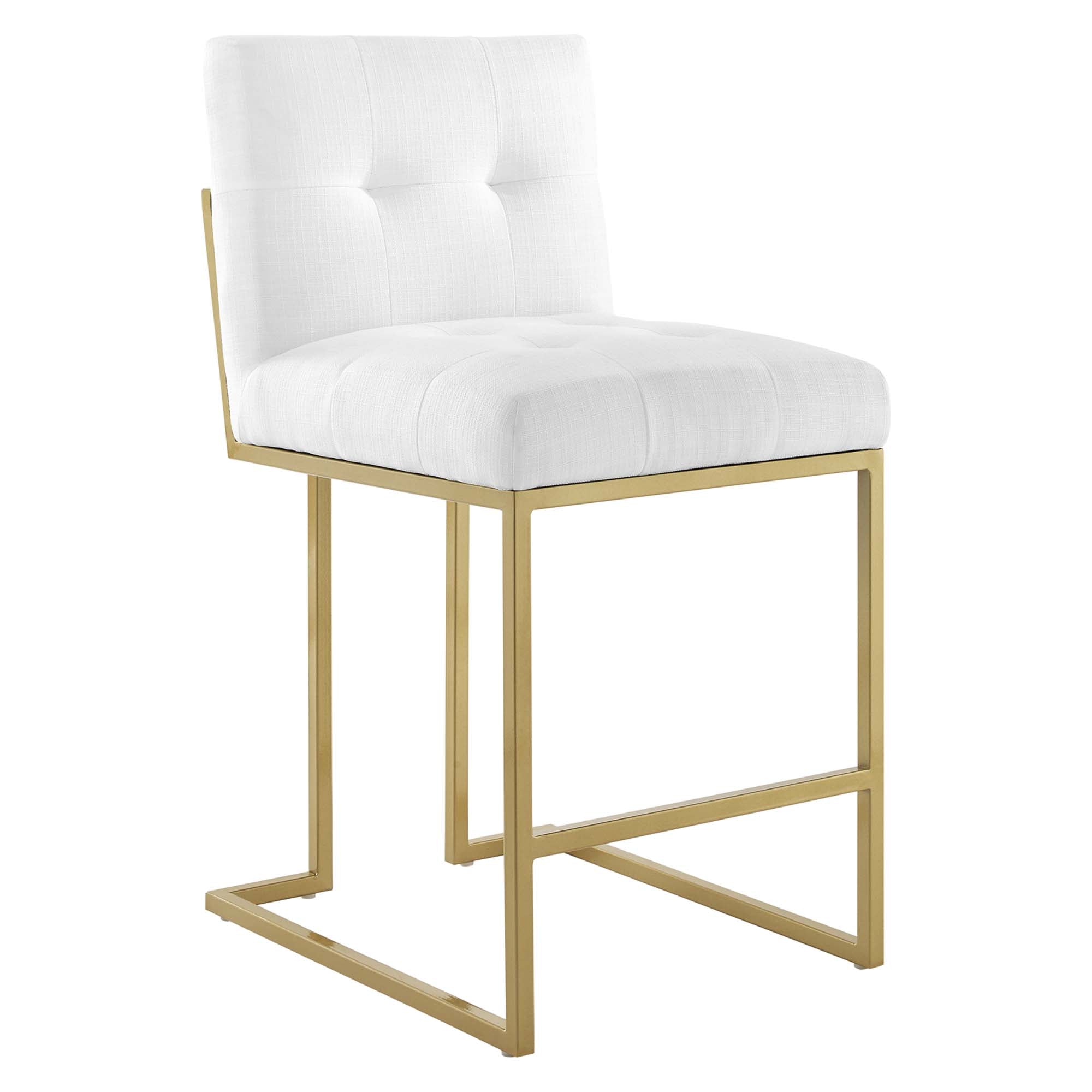 Privy Upholstered Fabric Counter Stool Set of 2, Gold White