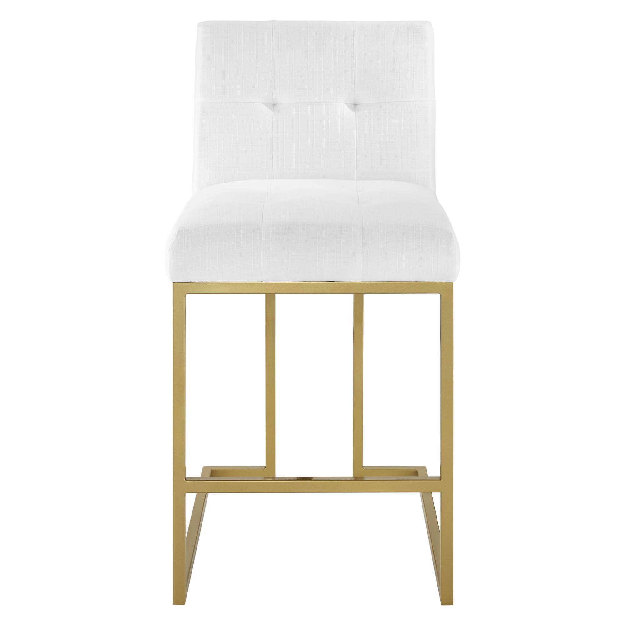 Privy Upholstered Fabric Counter Stool Set of 2, Gold White