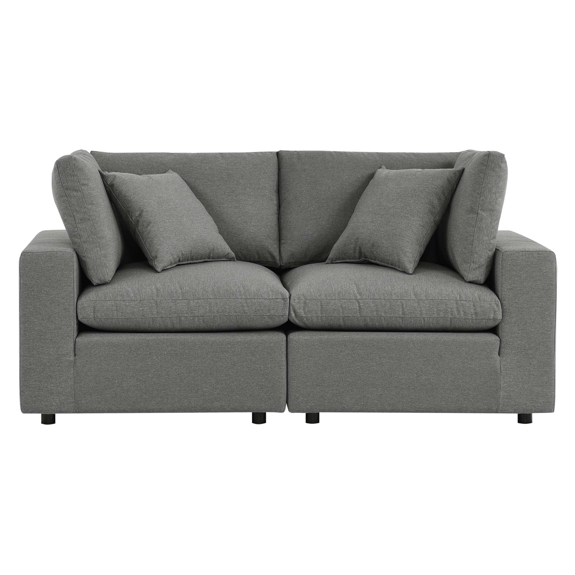 Commix Overstuffed Outdoor Patio Loveseat, Charcoal