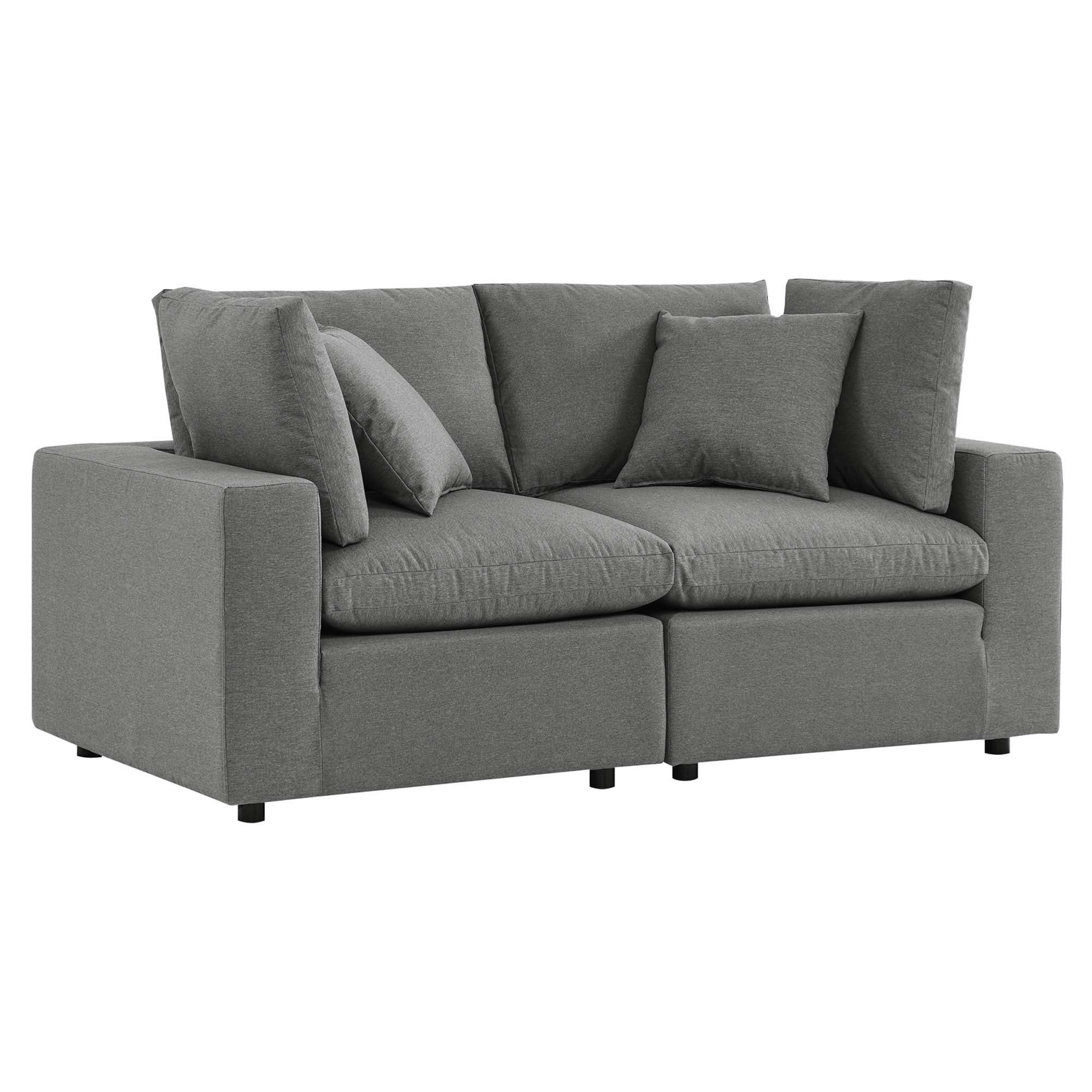 Commix Overstuffed Outdoor Patio Loveseat, Charcoal