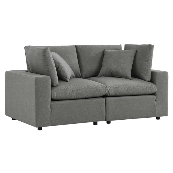 Commix Overstuffed Outdoor Patio Loveseat, Charcoal