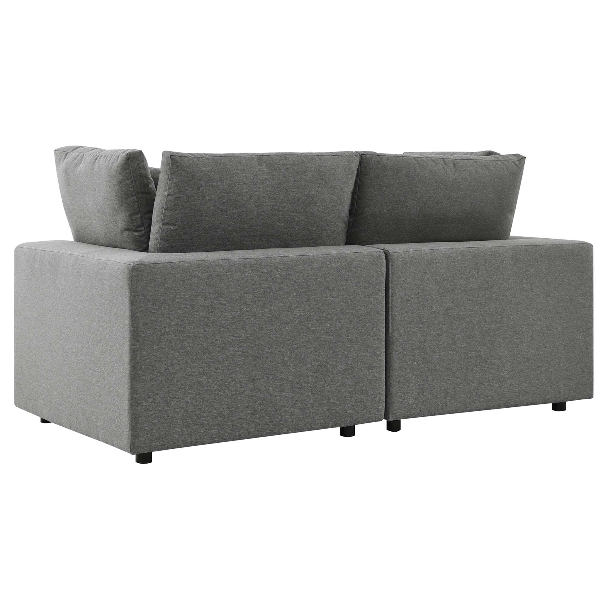 Commix Overstuffed Outdoor Patio Loveseat, Charcoal