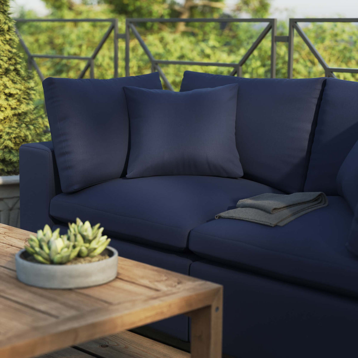 Commix Overstuffed Outdoor Patio Loveseat, Navy