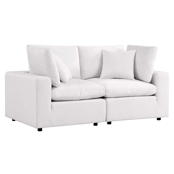 Commix Overstuffed Outdoor Patio Loveseat, White