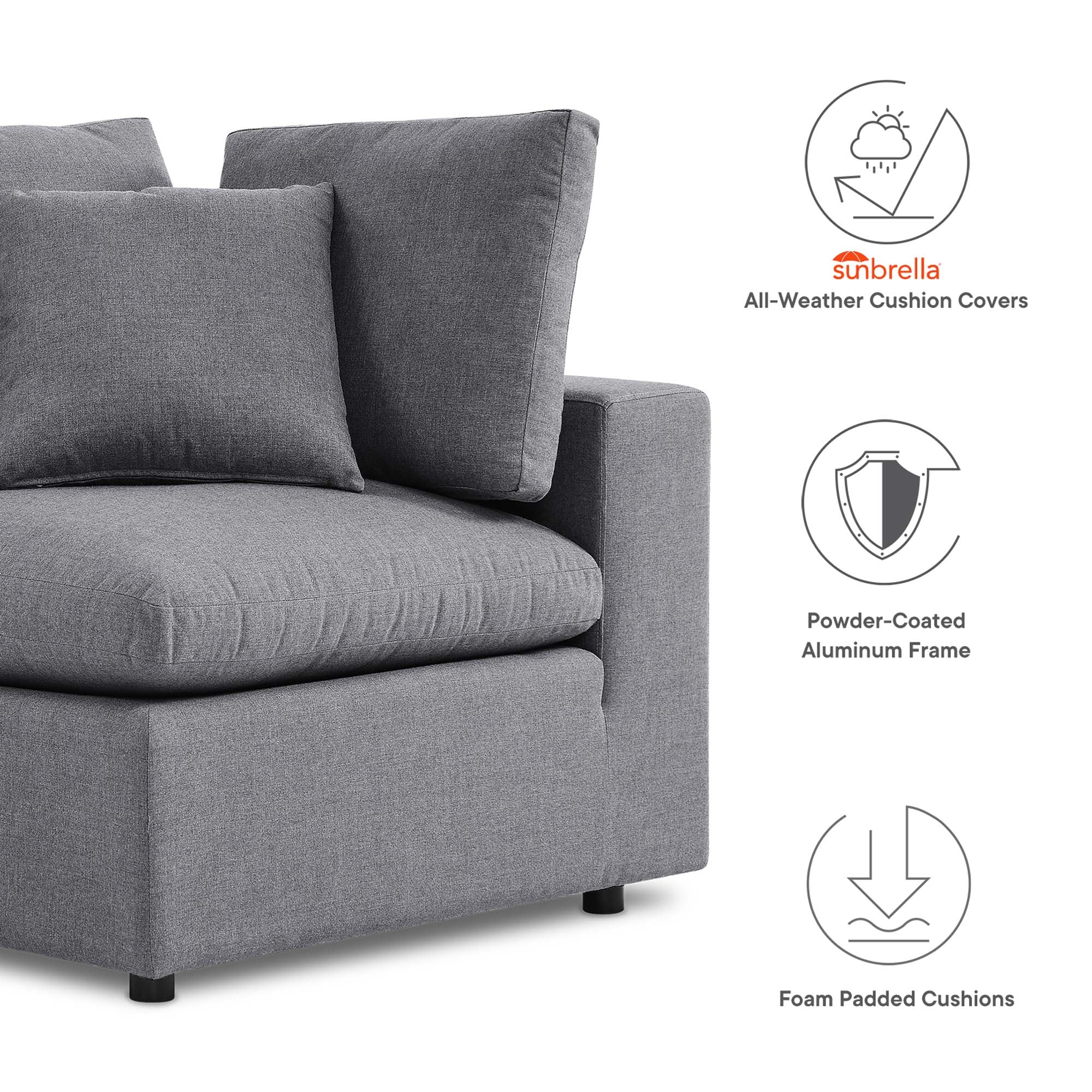 Commix Sunbrella® Outdoor Patio Loveseat, Gray