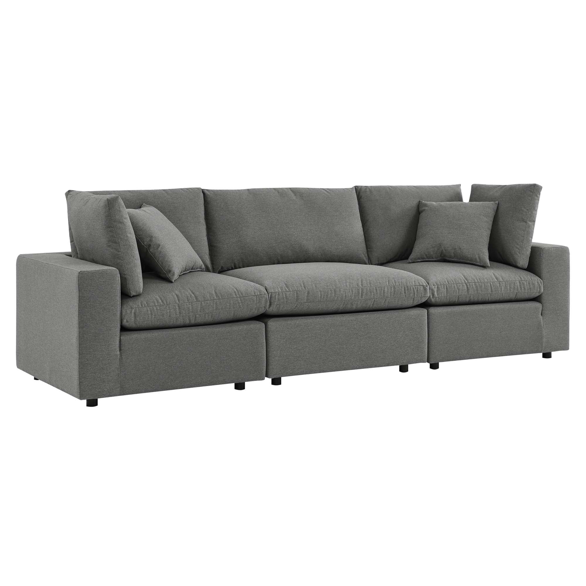 Commix Overstuffed Outdoor Patio Sofa, Charcoal