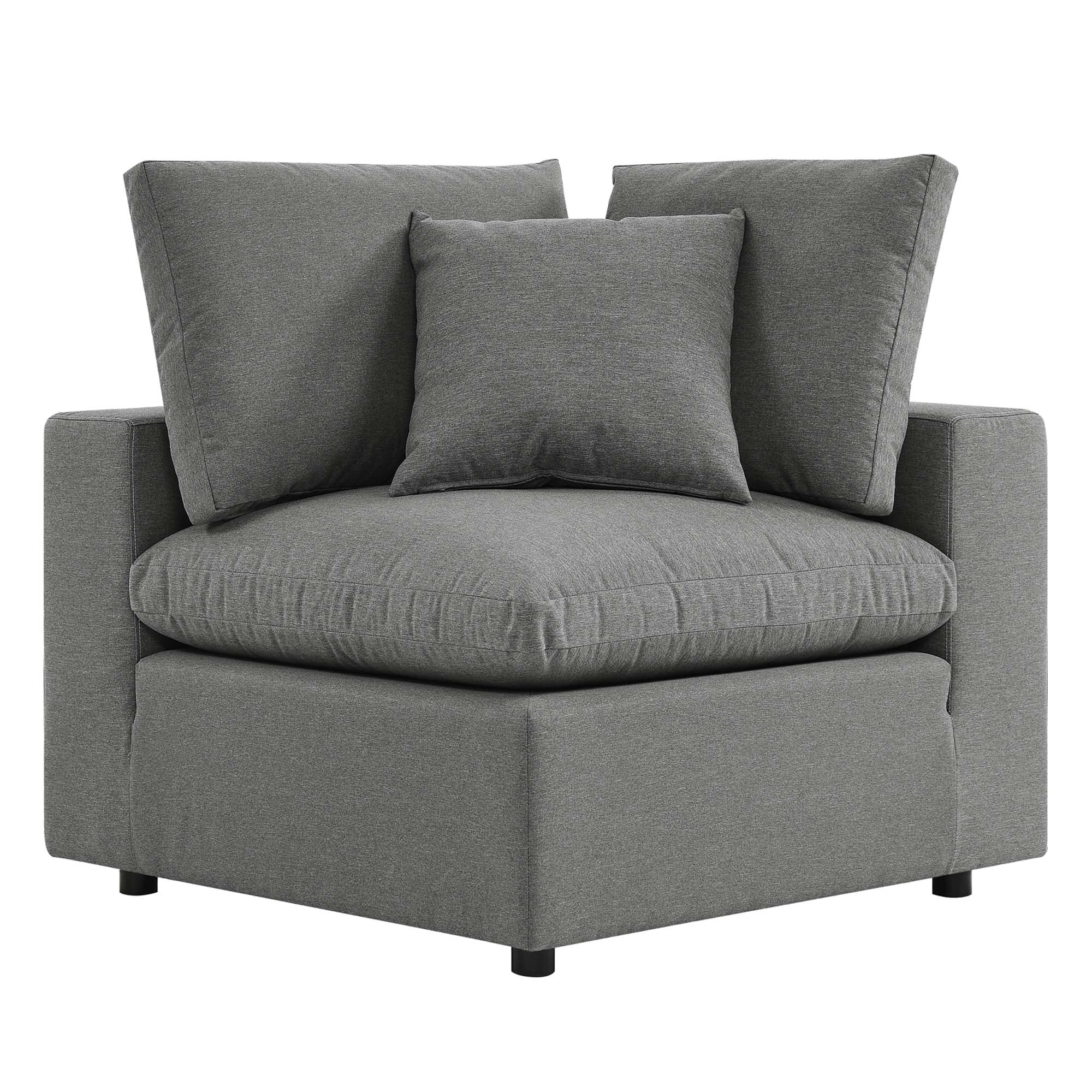 Commix Overstuffed Outdoor Patio Sofa, Charcoal