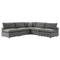 Commix 5-Piece Outdoor Patio Sectional Sofa, Charcoal