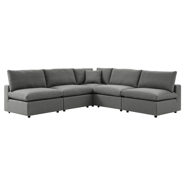 Commix 5-Piece Outdoor Patio Sectional Sofa, Charcoal