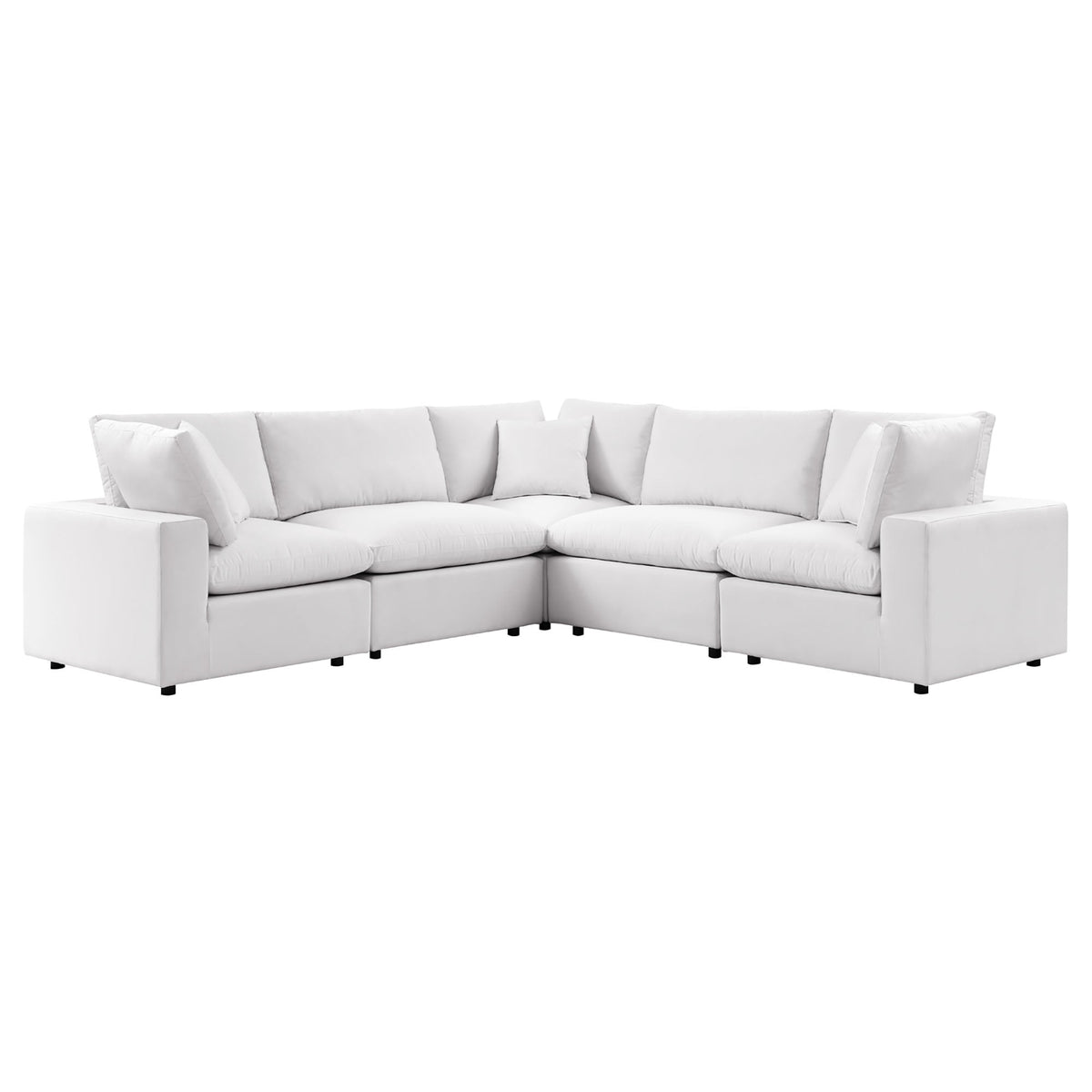 Commix 5-Piece Outdoor Patio Sectional Sofa, White
