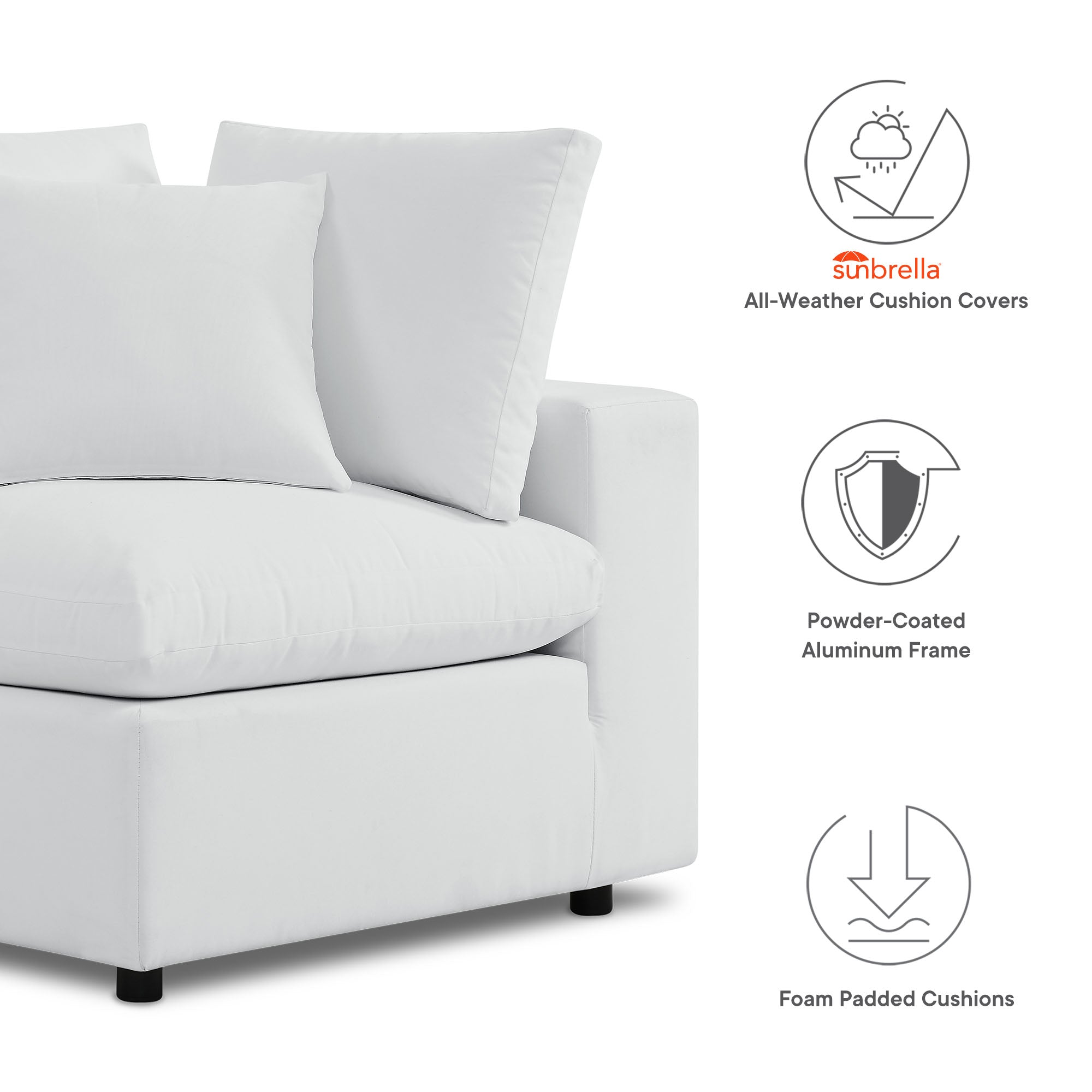Commix 5-Piece Sunbrella® Outdoor Patio Sectional Sofa, White