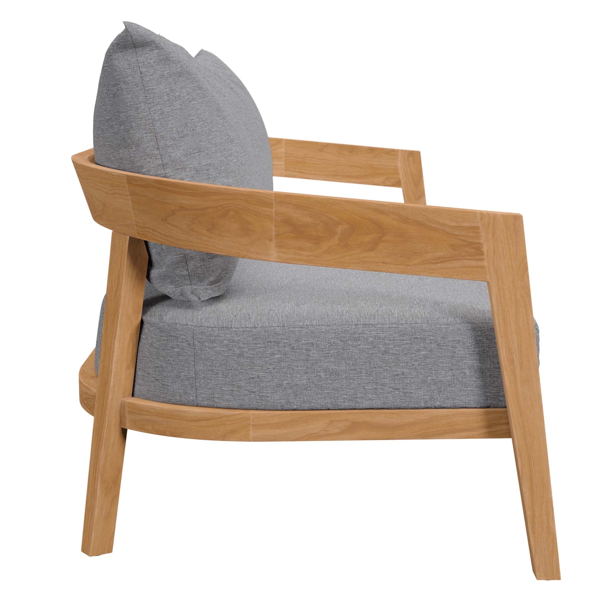 Brisbane Teak Wood Outdoor Patio Loveseat, Natural Gray