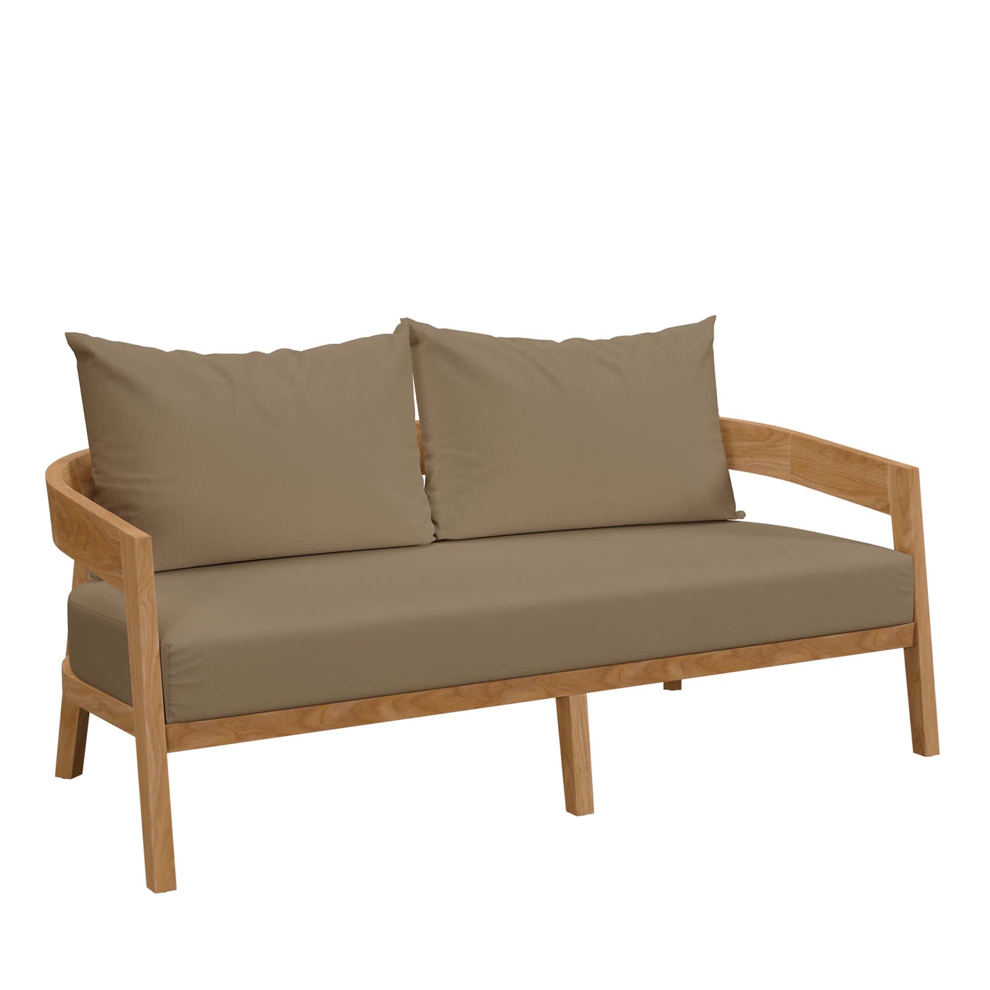 Brisbane Teak Wood Outdoor Patio Loveseat, Natural Light Brown