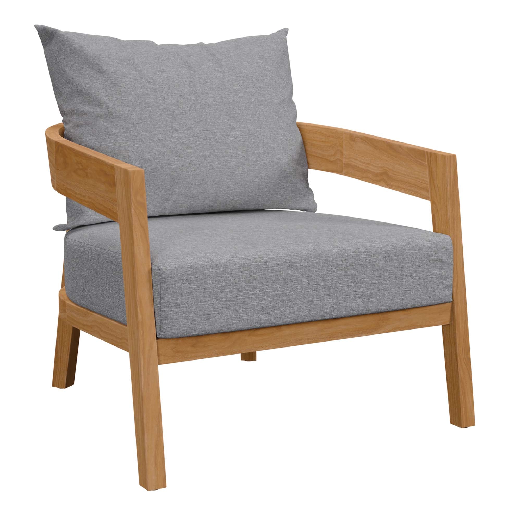 Brisbane Teak Wood Outdoor Patio Armchair, Natural Gray