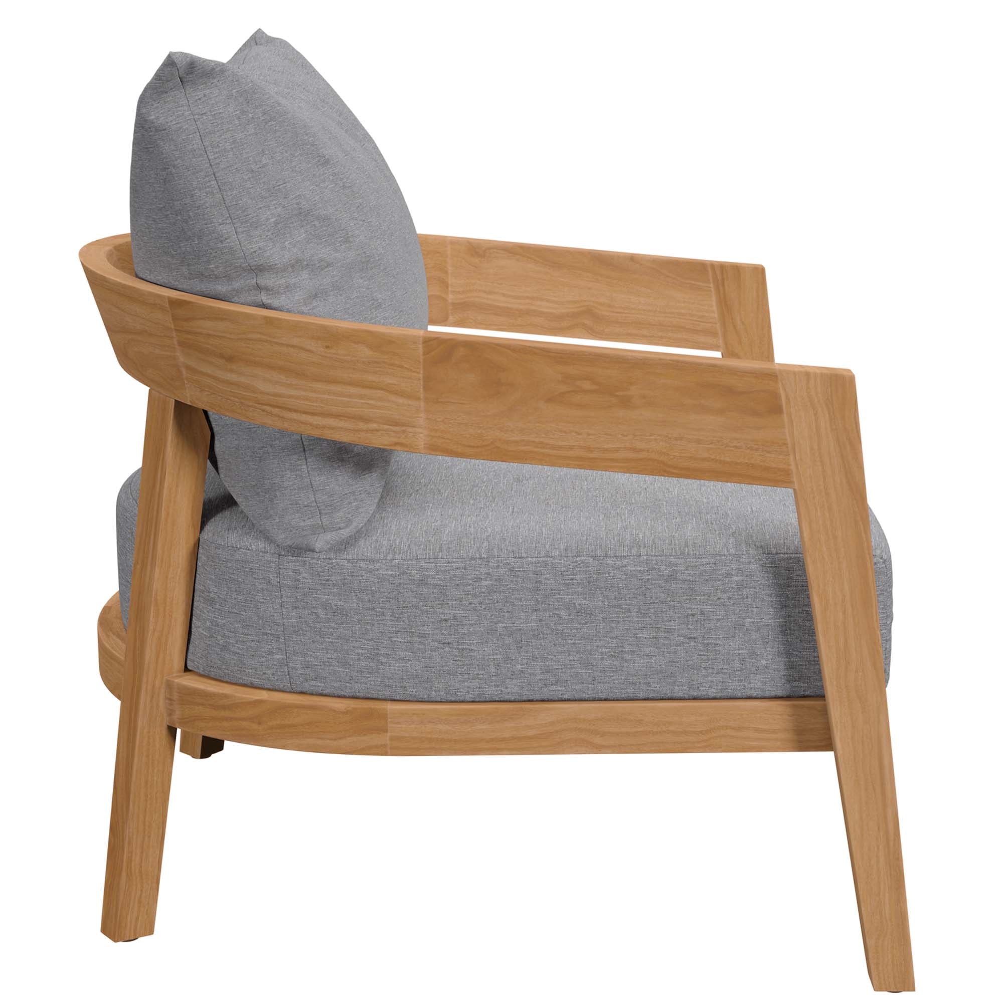 Brisbane Teak Wood Outdoor Patio Armchair, Natural Gray