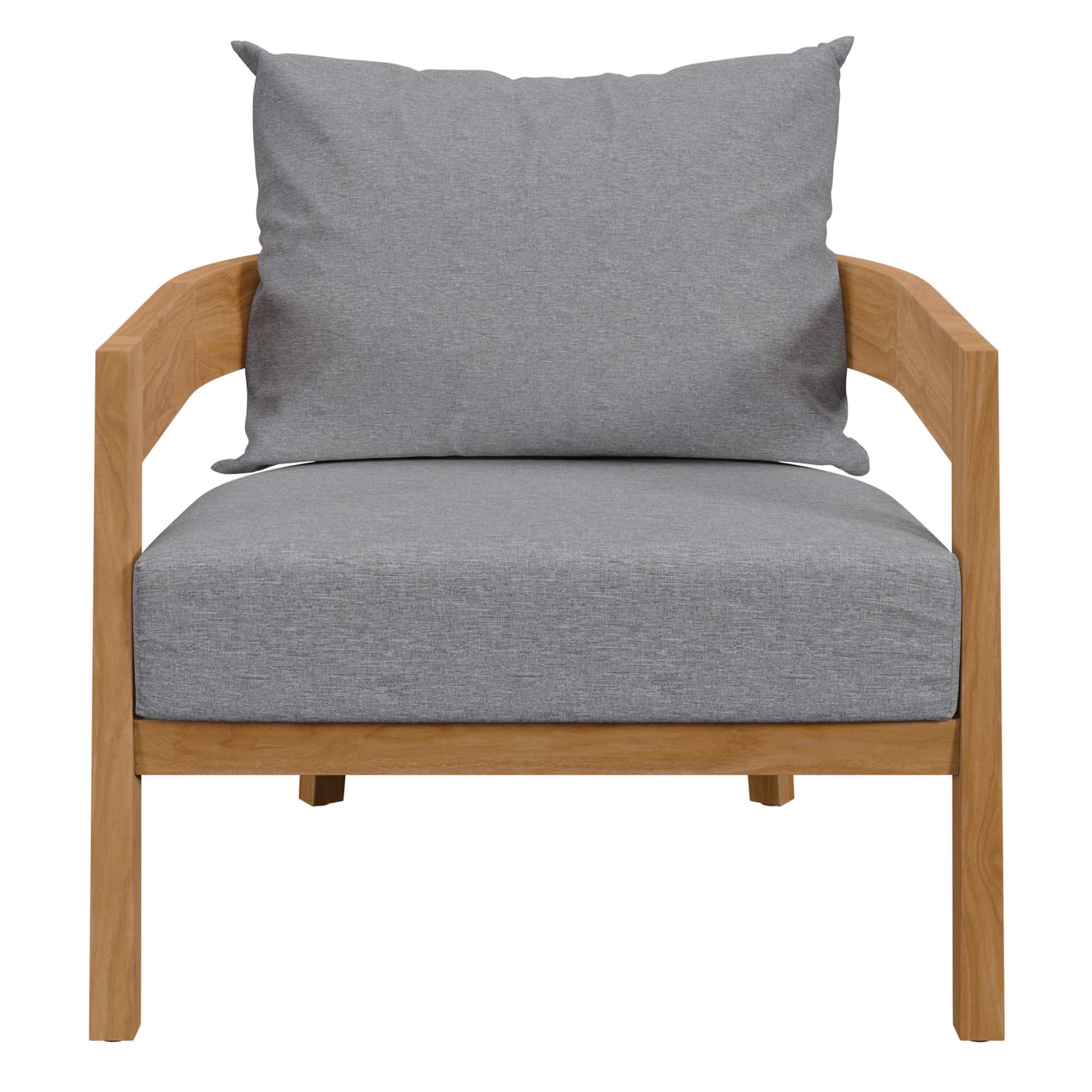 Brisbane Teak Wood Outdoor Patio Armchair, Natural Gray