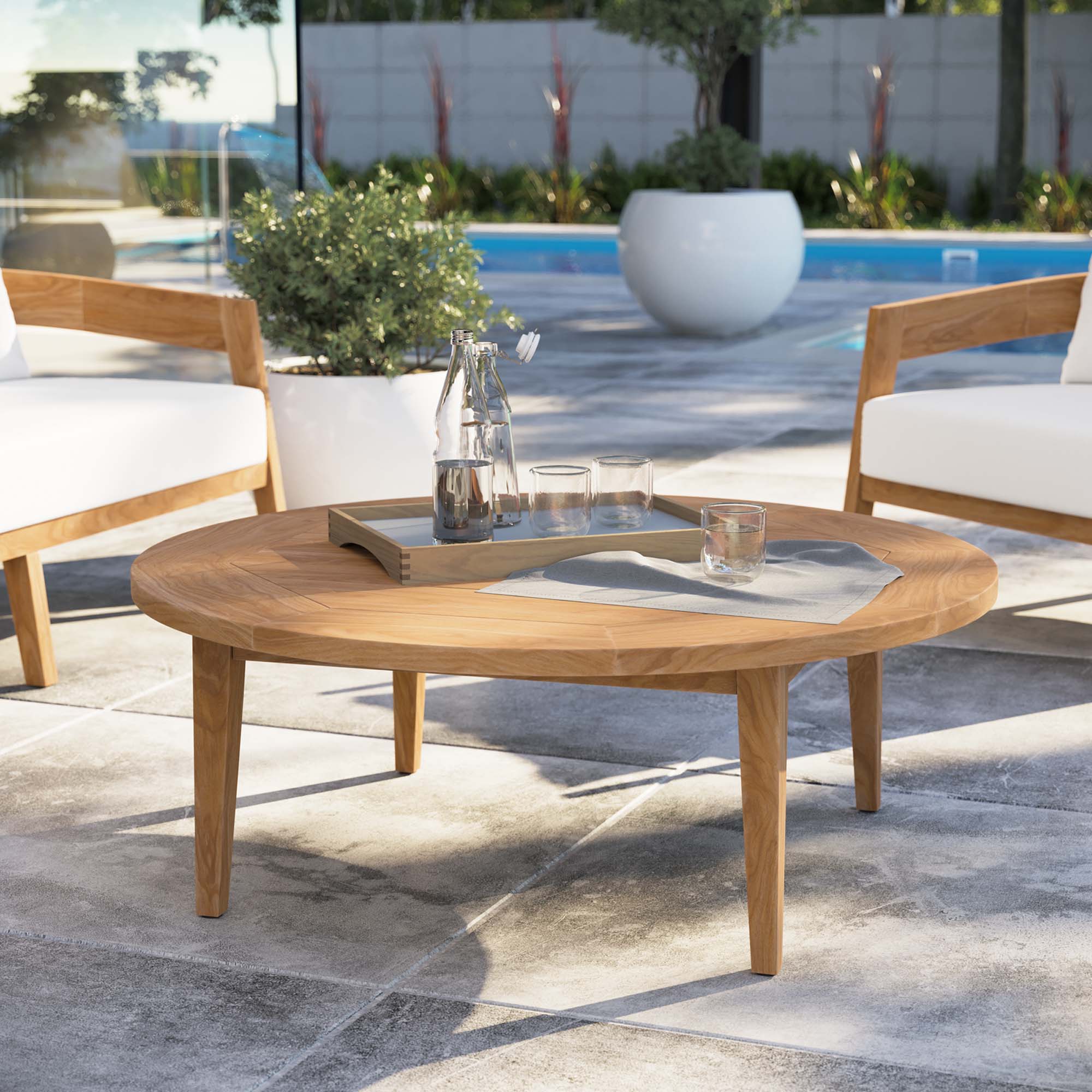 Brisbane Teak Wood Outdoor Patio Coffee Table, Natural