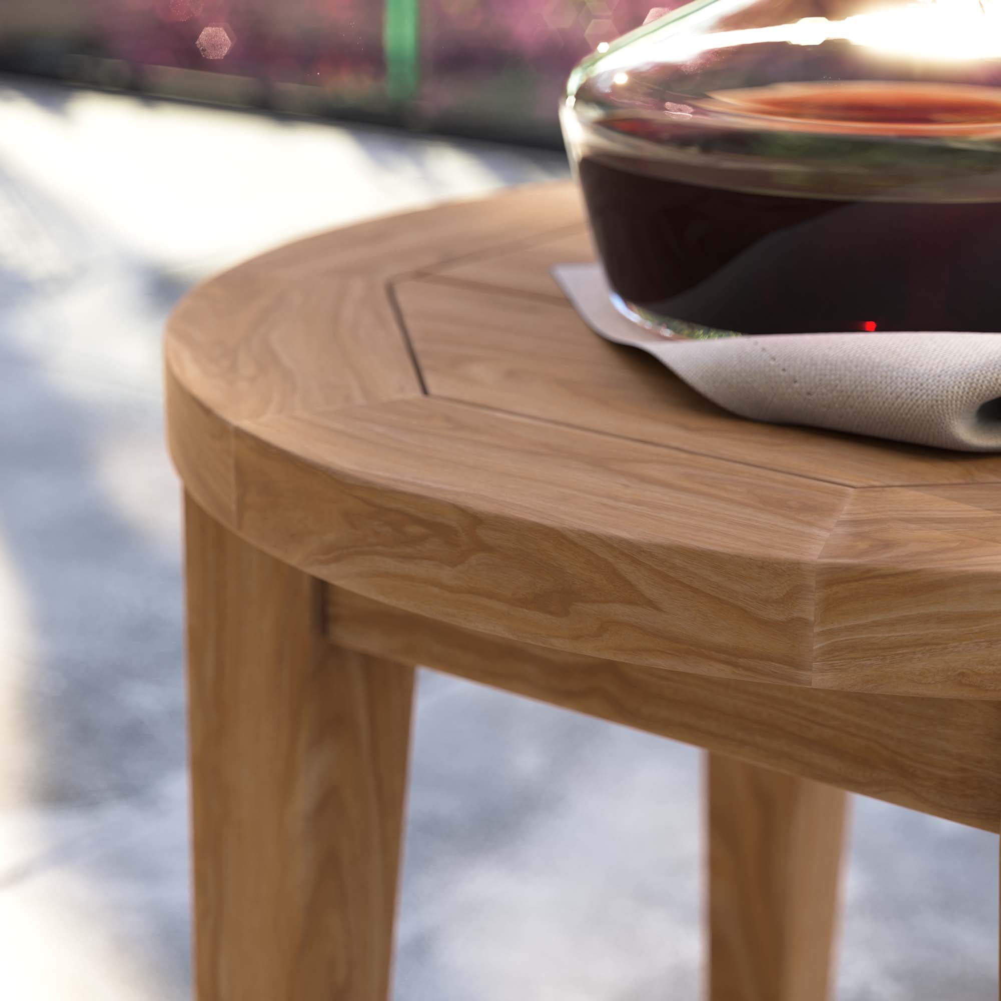 Brisbane Teak Wood Outdoor Patio Side Table, Natural