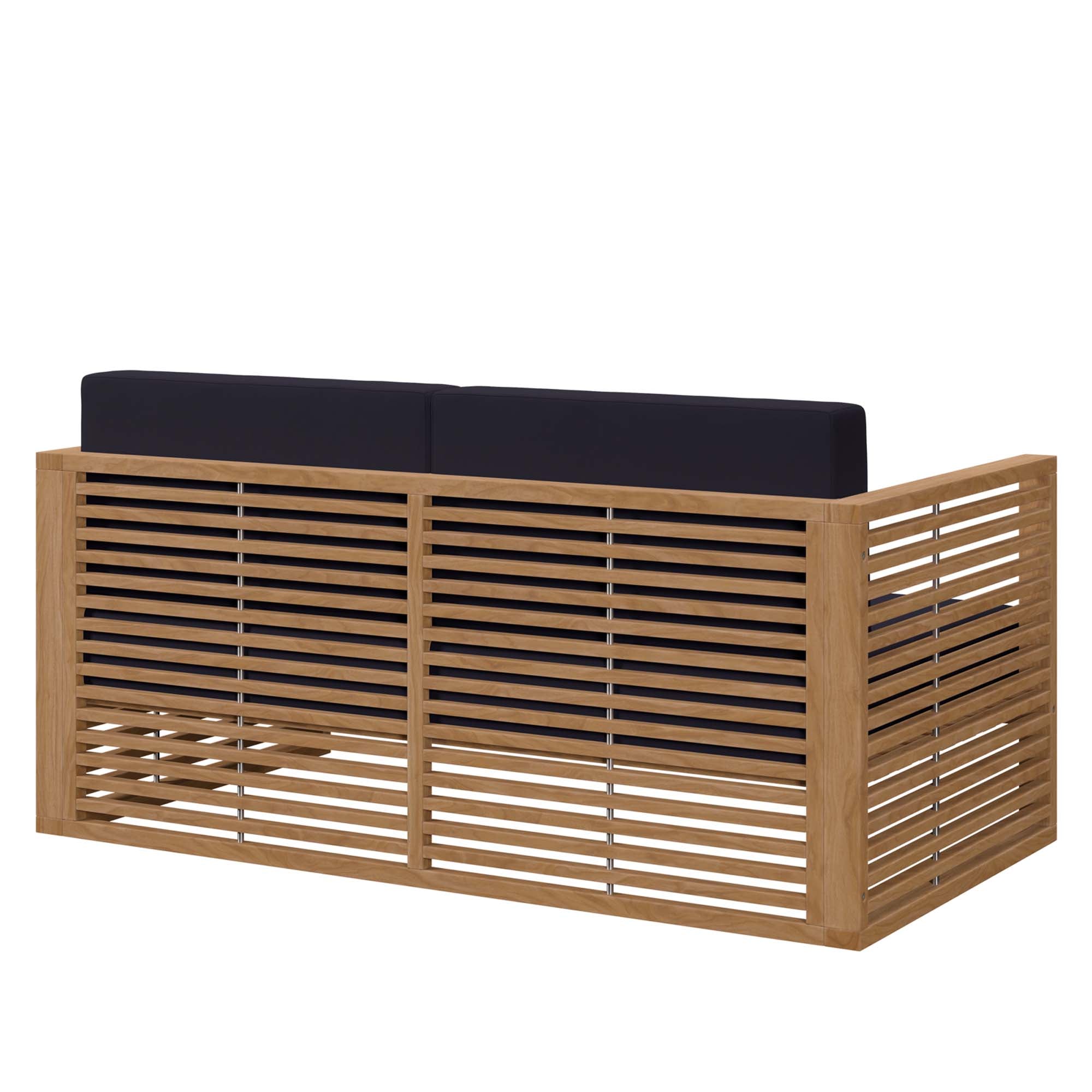 Carlsbad Teak Wood Outdoor Patio Loveseat, Natural Navy