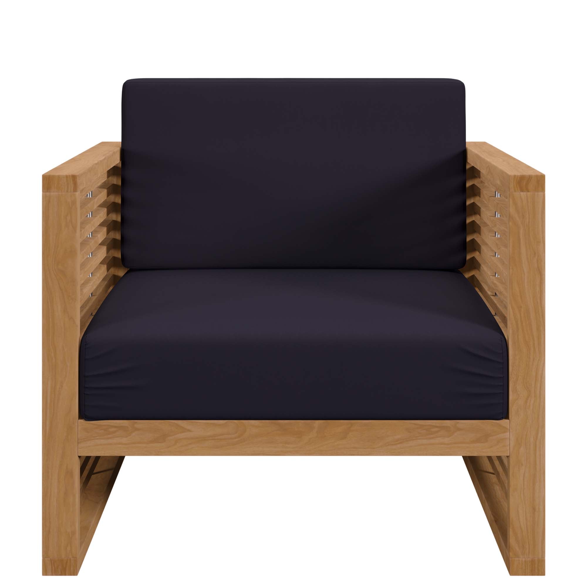 Carlsbad Teak Wood Outdoor Patio Armchair, Natural Navy
