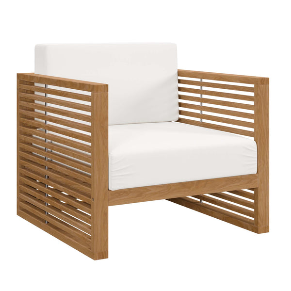 Carlsbad Teak Wood Outdoor Patio Armchair, Natural White
