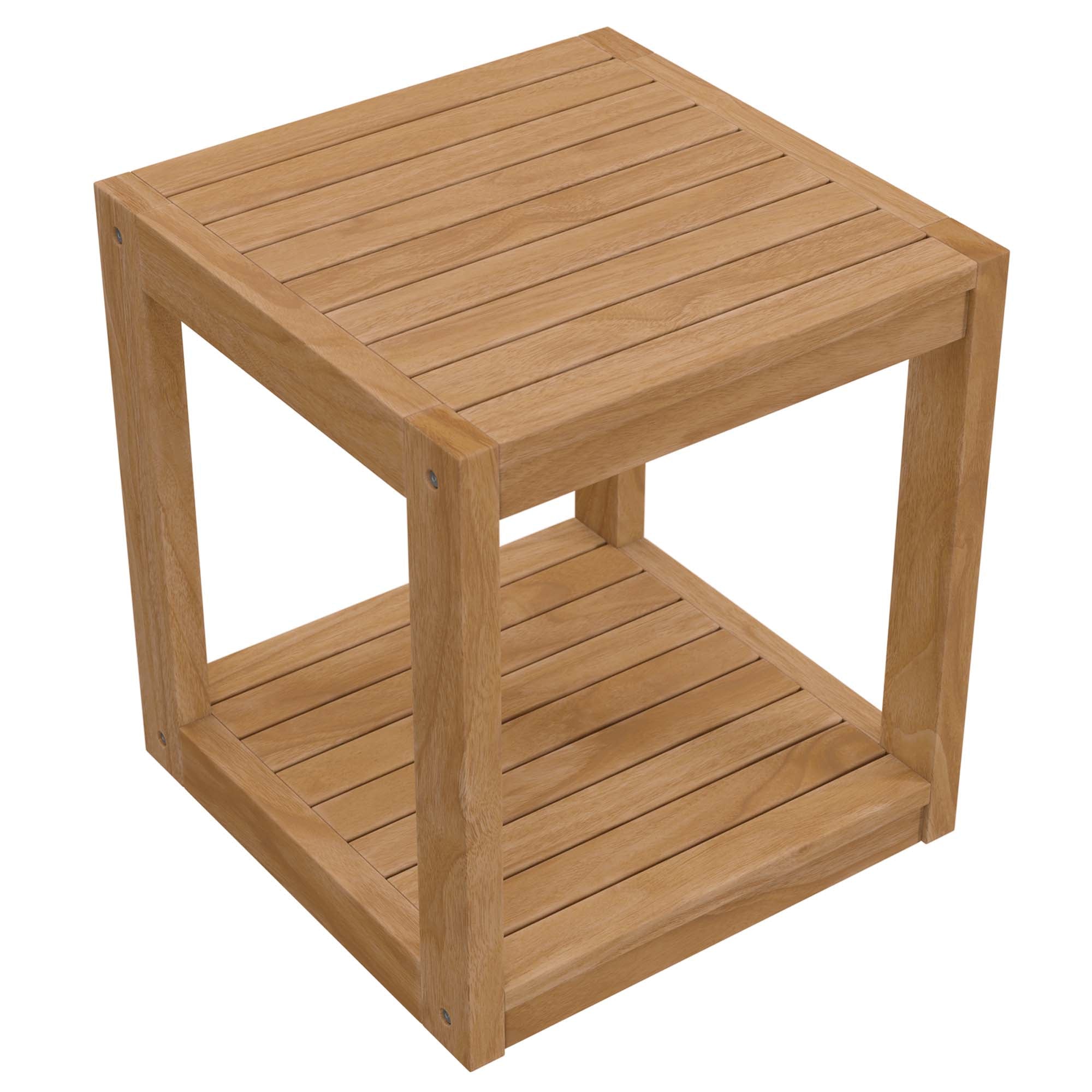 Carlsbad Teak Wood Outdoor Patio Side Table, Natural