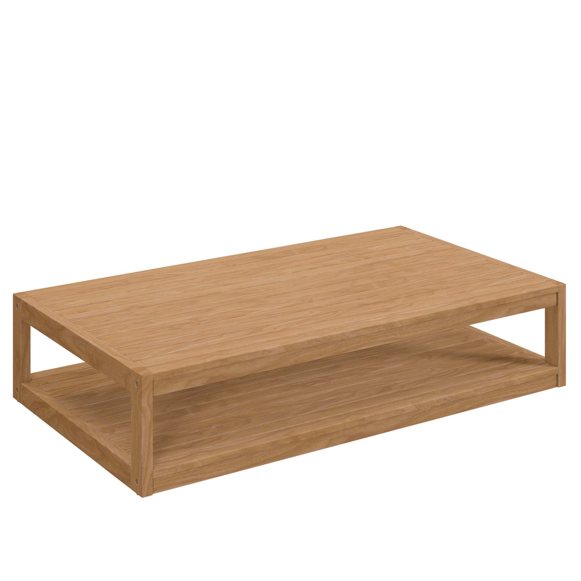 Carlsbad Teak Wood Outdoor Patio Coffee Table, Natural