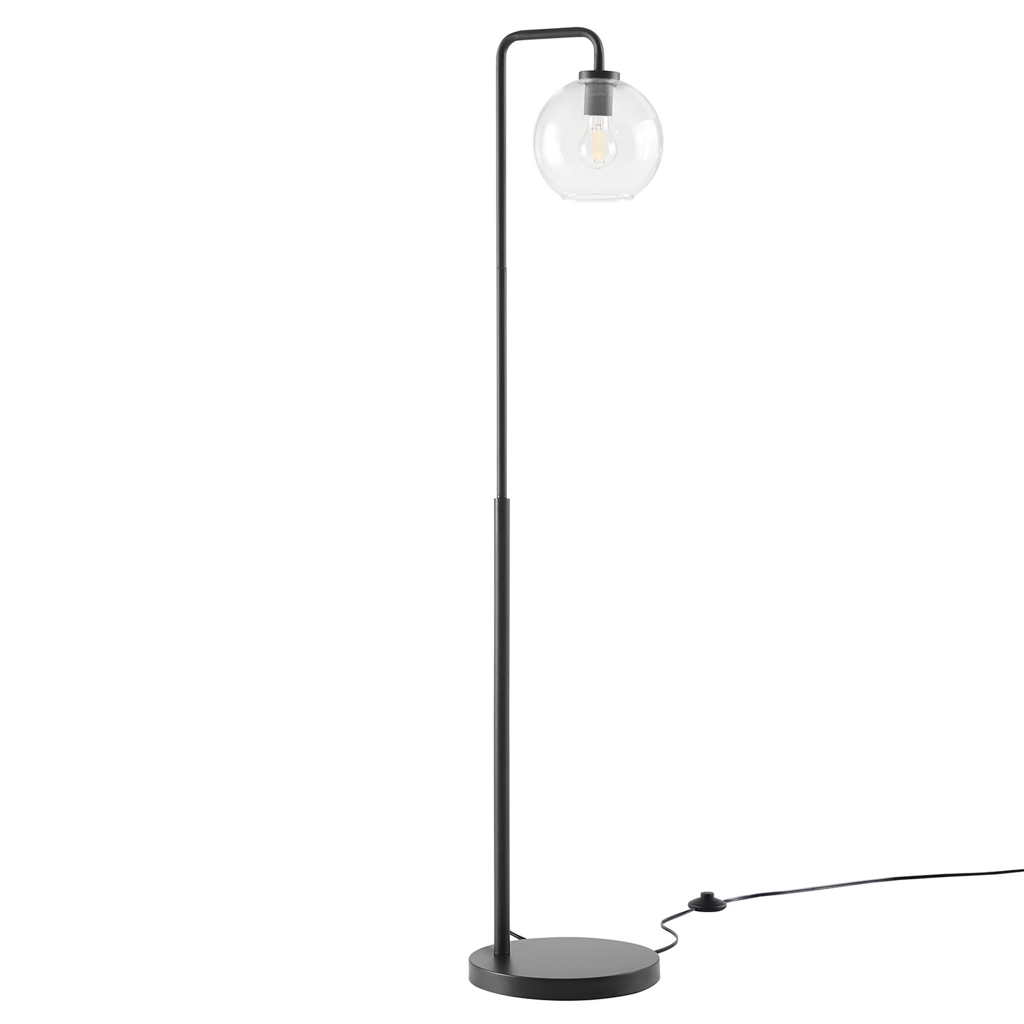 Silo Glass Globe Glass and Metal Floor Lamp, Black