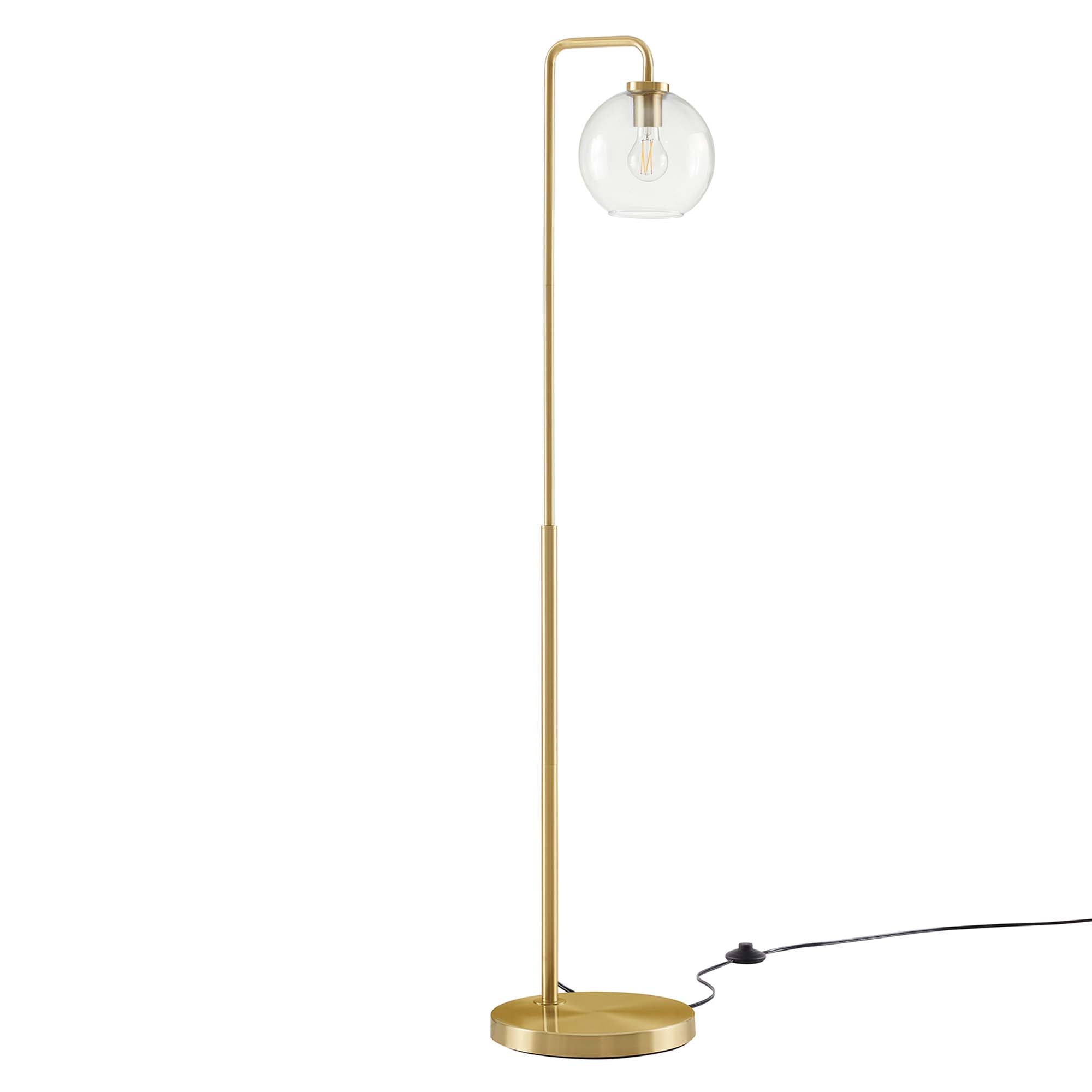 Silo Glass Globe Glass and Metal Floor Lamp, Satin Brass